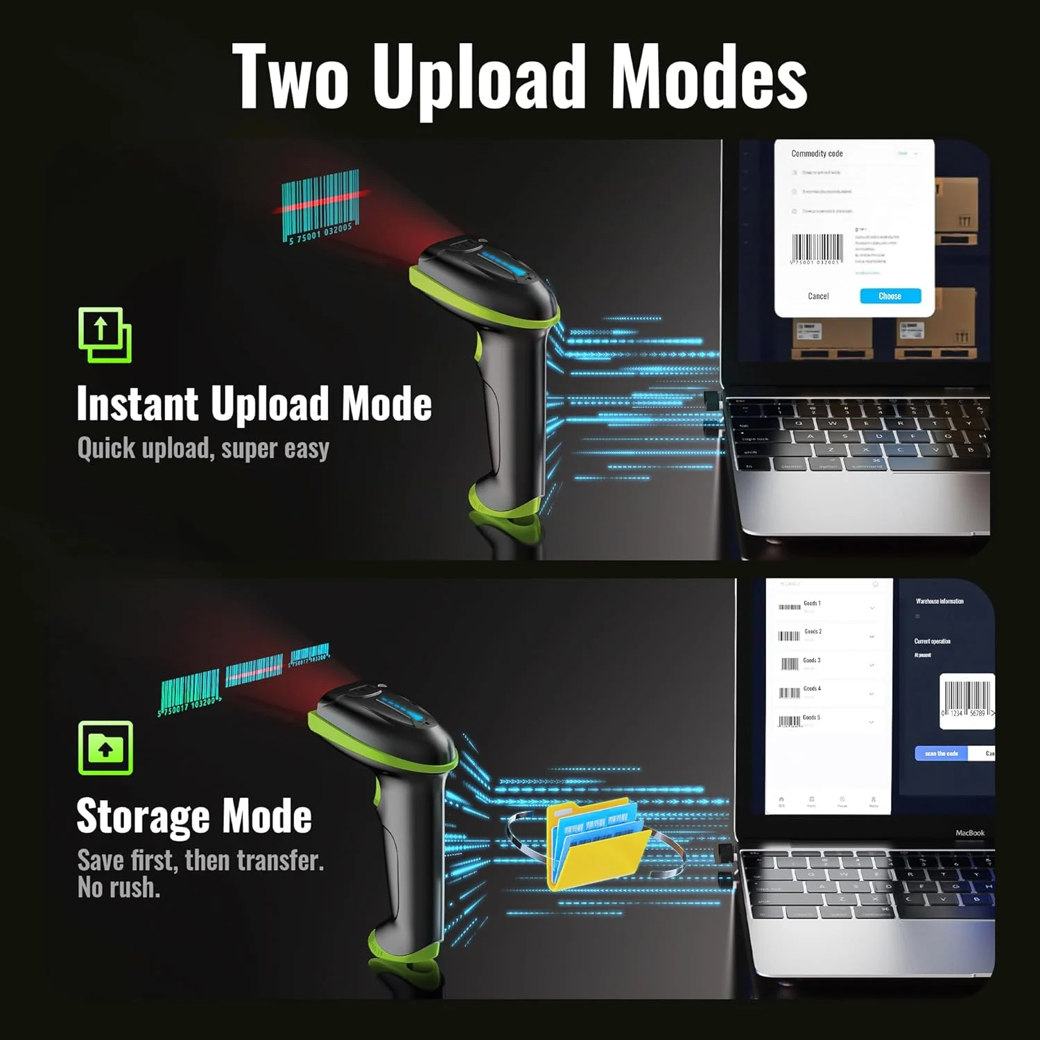 اسکنر بارکد Tera بی سیم همه کاره 2 در 1 بی سیم 2.4 گیگاهرتز و USB 2.0 سیمی اسکنر بارکد Tera بی سیم همه کاره 2 در 1 بی سیم 2.4 گیگاهرتز و USB 2.0 سیمی