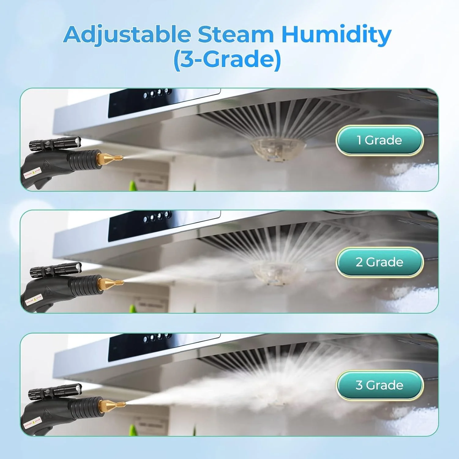 بخارشوی دستی KASTWAVE 3000W، بخارشوی پرتابل با دمای بالا به همراه 5 سری برس برای منزل، لکه بری، آشپزخانه، حمام، کاشی، و دیتیلینگ خودرو