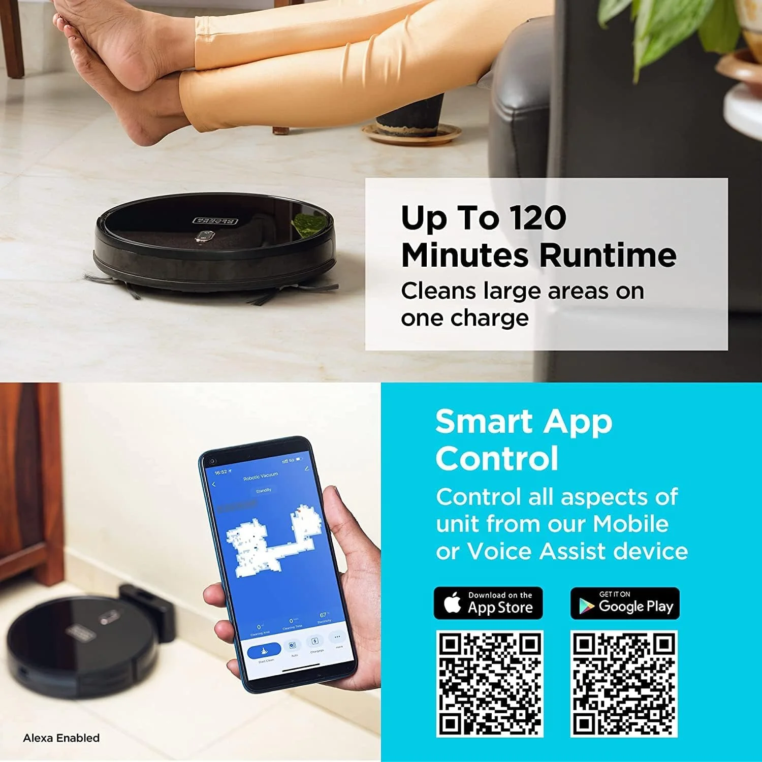 جاروبرقی رباتیک و تی شوی BLACK+DECKER، دارای قابلیت اتصال به الکسا، قدرت مکش 2150 پاسکال، 120 دقیقه زمان کارکرد، شارژ خودکار، کنترل هوشمند از طریق اپلیکیشن، نقشه برداری بصری، مشکی - BRVA425B00-B5 جاروبرقی رباتیک و تی شوی BLACK+DECKER، دارای قابلیت اتصال به الکسا، قدرت مکش 2150 پاسکال، 120 دقیقه زمان کارکرد، شارژ خودکار، کنترل هوشمند از طریق اپلیکیشن، نقشه برداری بصری، مشکی - BRVA425B00-B5