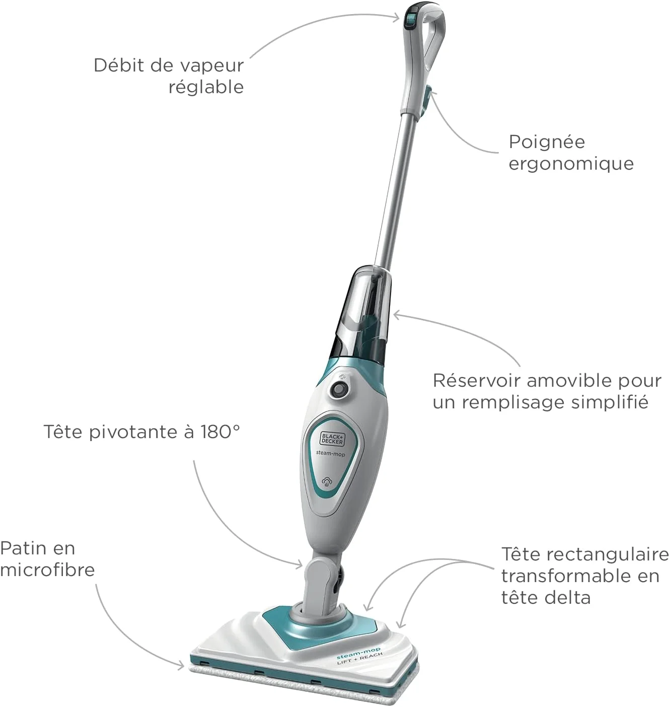 بخارشوی 1600 وات بلک اند دکر مدل FSM1616 AUTOSELECT با پایه دلتا