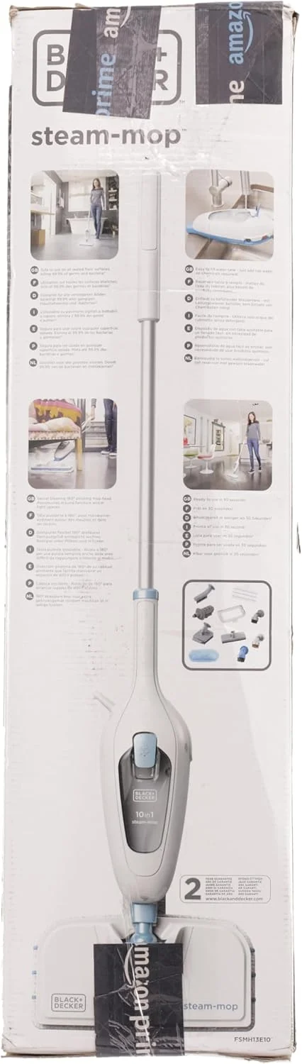 بخارشوی چند منظوره 10 در 1 بلک اند دکر مدل FSMH13E10-QS (1300 وات، تمیز کننده بخار برای نظافت بهداشتی، مجموعه لوازم جانبی بزرگ + بخارشوی دستی قابل جدا شدن، استفاده آسان)