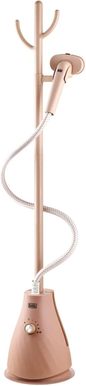 بخارگر عمودی لباس بلک اند دکر، 1740 وات، 6 سطح بخار، مخزن 1.8 لیتری برای 55 دقیقه بخاردهی مداوم، گرم شدن سریع در 50 ثانیه، تک پایه قابل تنظیم، ذخیره سازی جمع و جور - هلویی، GST1620-B5