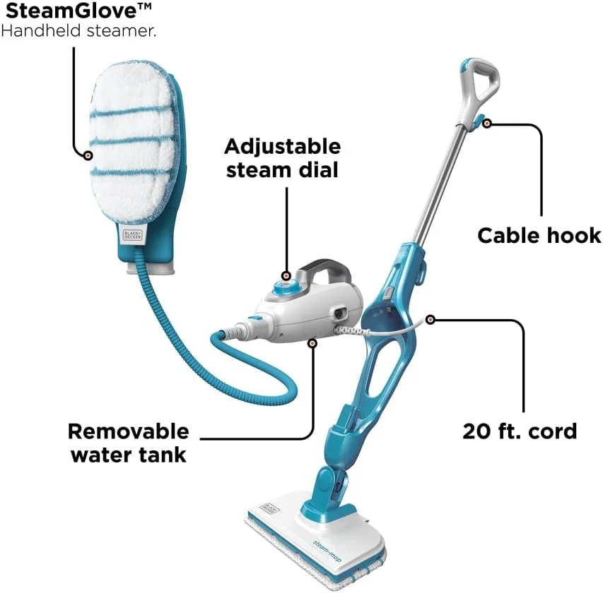 بخارشوی چند منظوره 7 در 1 بلک اند دکر مدل HSMC1361SGP به همراه بخارشوی دستی SteamGlove