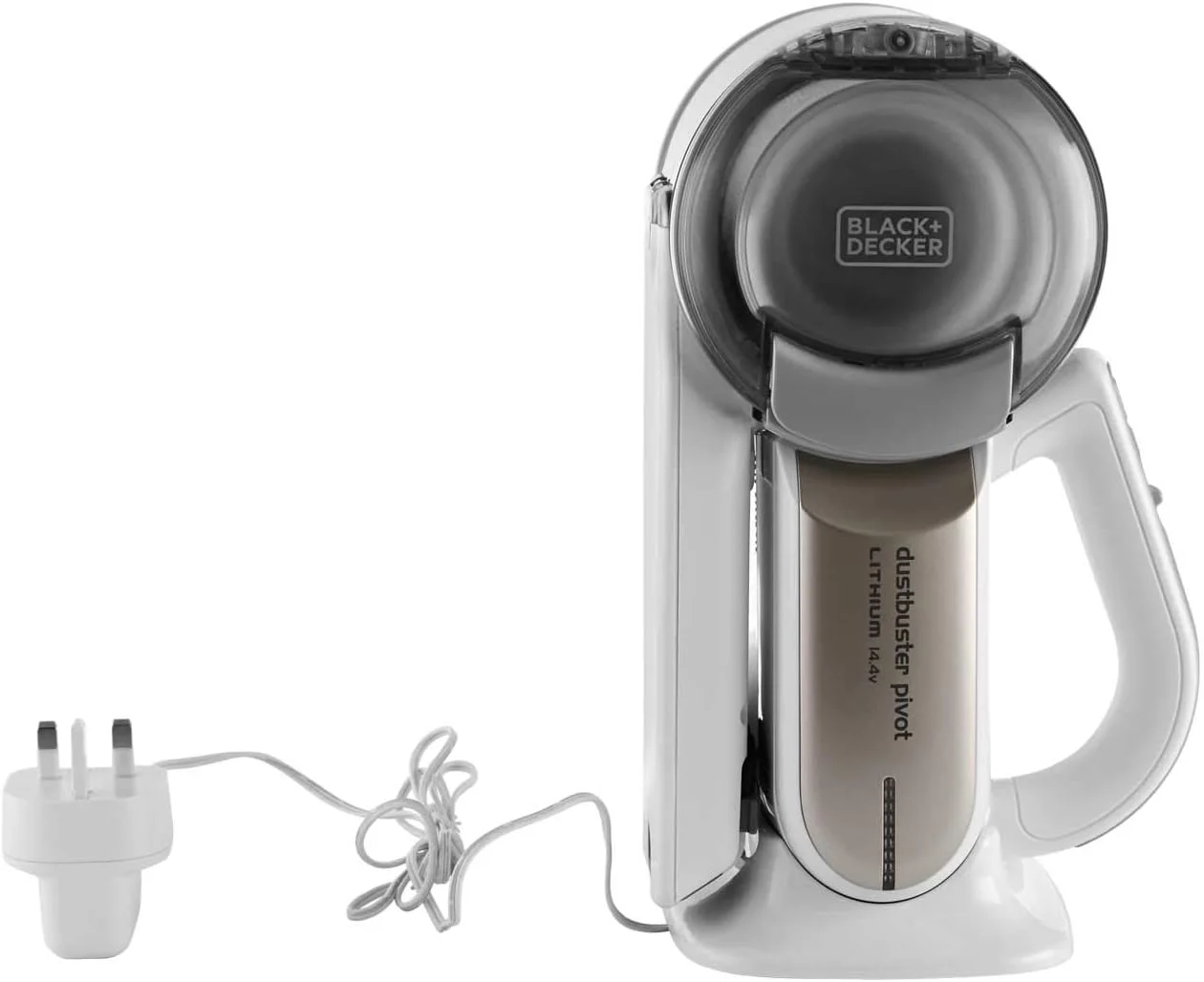جاروبرقی دستی شارژی BLACK+DECKER، 14.4 ولت 1.5 آمپر ساعت لیتیوم-یون، 27.5 وات هوا، نازل چرخشی، جاروبرقی شارژی جمع و جور، ایده آل برای خانه و ماشین، ذخیره سازی آسان، شامپاین/سفید - PV1420L-B5 جاروبرقی دستی شارژی BLACK+DECKER، 14.4 ولت 1.5 آمپر ساعت لیتیوم-یون، 27.5 وات هوا، نازل چرخشی، جاروبرقی شارژی جمع و جور، ایده آل برای خانه و ماشین، ذخیره سازی آسان، شامپاین/سفید - PV1420L-B5