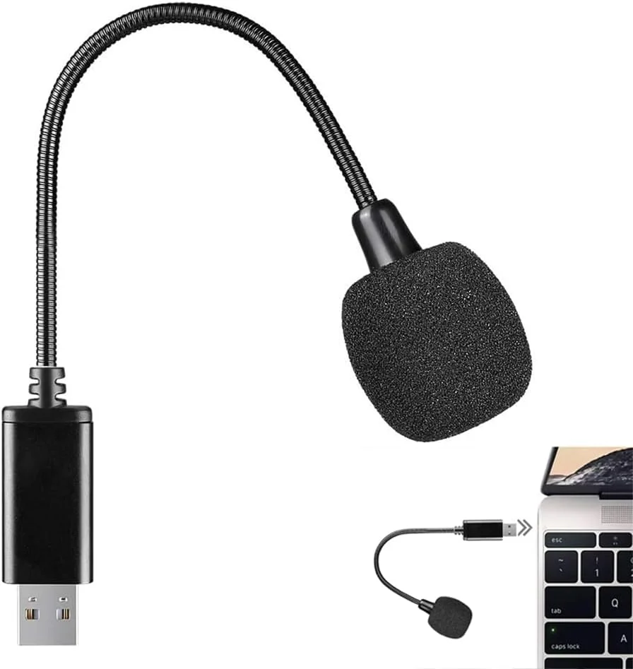میکروفون USB کوچک Exrp برای لپ تاپ و کامپیوتر رومیزی، با گردن غازی و کارت صدای USB جهانی، سازگار با PC و Mac، Plug & Play، میکروفون کندانسور ایده آل برای کار از راه دور، کلاس آنلاین