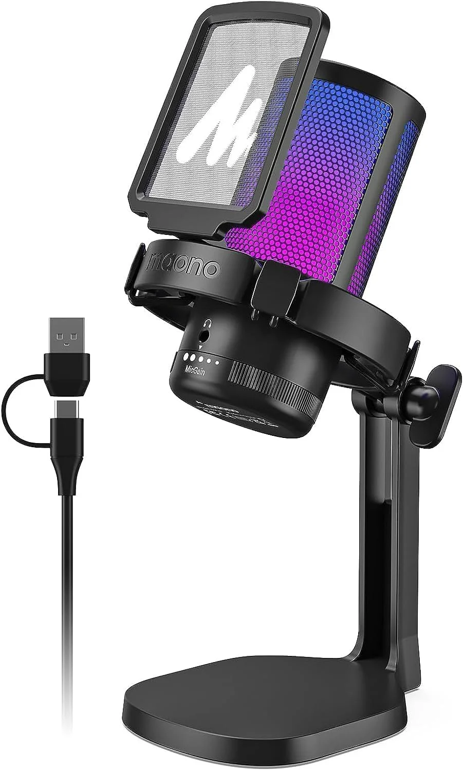 میکروفون گیمینگ USB کاندنسر RGB مشکی MAONO DM20 GamerWave