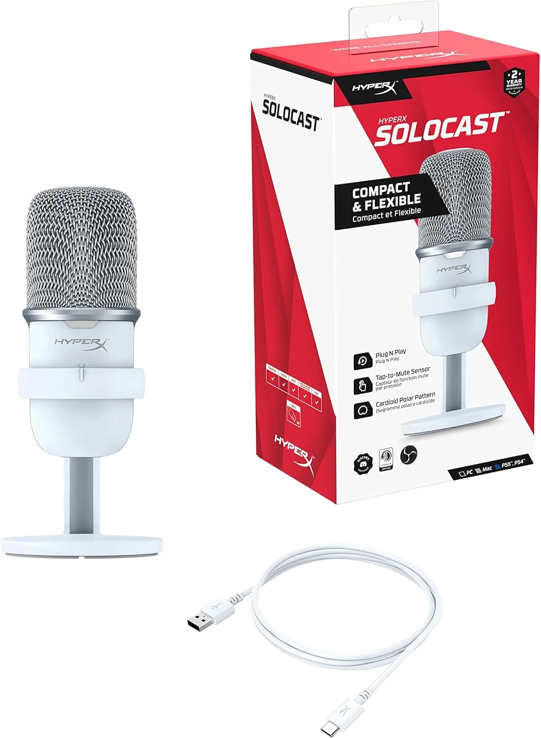 میکروفون گیمینگ USB کاندنسر HyperX SoloCast - ارتقاء 24 بیتی - برای PC، PS4 و Mac، سنسور ضربه ای برای قطع صدا، الگوی قطبی کاردیوئید، گیمینگ، استریمینگ، پادکست، Twitch، YouTube، Discord (519T2AA) میکروفون گیمینگ USB کاندنسر HyperX SoloCast - ارتقاء 24 بیتی - برای PC، PS4 و Mac، سنسور ضربه ای برای قطع صدا، الگوی قطبی کاردیوئید، گیمینگ، استریمینگ، پادکست، Twitch، YouTube، Discord (519T2AA)