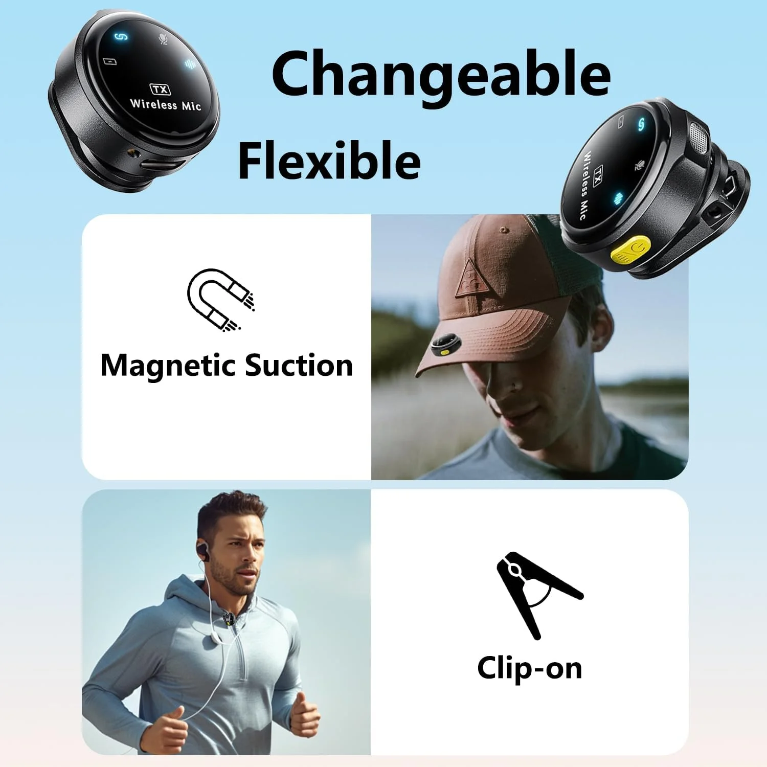 میکروفون یقه‌ای بی‌سیم Funito برای آیفون/اندروید، میکروفون‌های یقه‌ای با اتصال لایتنینگ/USB-C، برد 30 متری، میکروفون کندانسور اومنی‌دایرکشنال برای ضبط ویدیو، مصاحبه، پادکست، ولاگ، یوتیوب