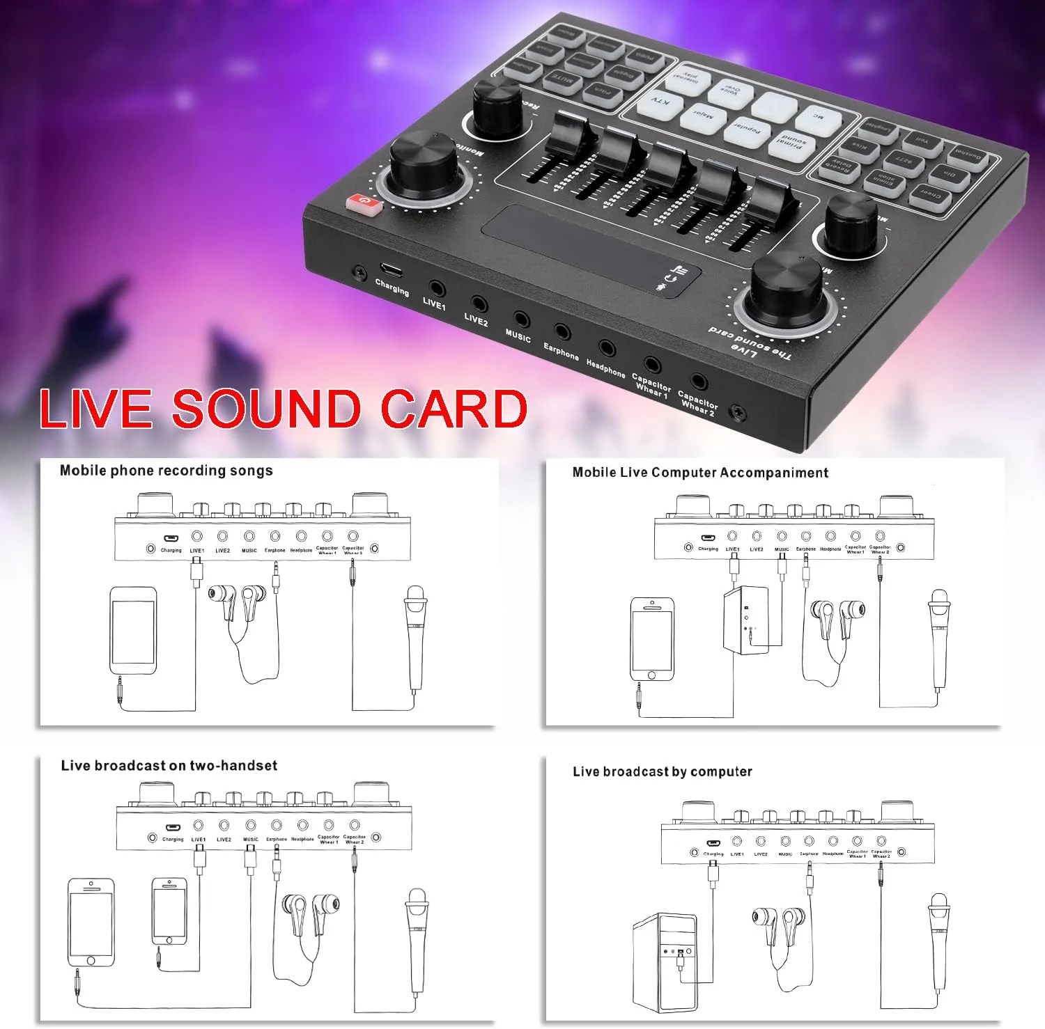 کیت کارت صدای چند منظوره V9 و میکروفون معلق BM800، مجموعه میکروفون کندانسور پخش، کارت صدای زنده هوشمند وبکست برای کامپیوتر و موبایل کیت کارت صدای چند منظوره V9 و میکروفون معلق BM800، مجموعه میکروفون کندانسور پخش، کارت صدای زنده هوشمند وبکست برای کامپیوتر و موبایل