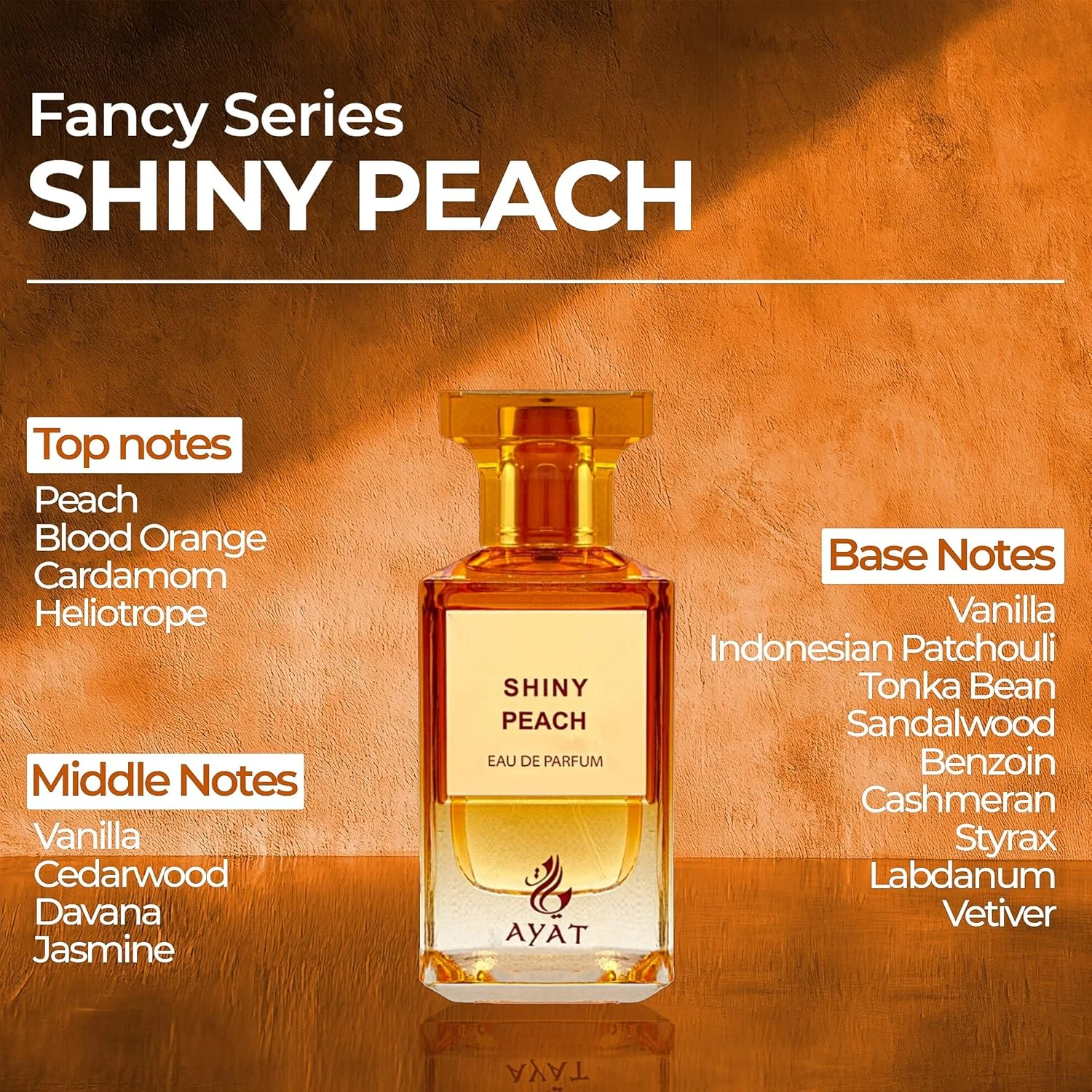 عطر ادو پرفیوم Shiny Peach از AYAT PERFUMES – سری Fancy | عطر 80 میلی لیتری униsex – رایحه میوه ای، ادویه ای و چوبی – عطری درخشان و لوکس برای مردان و زنان