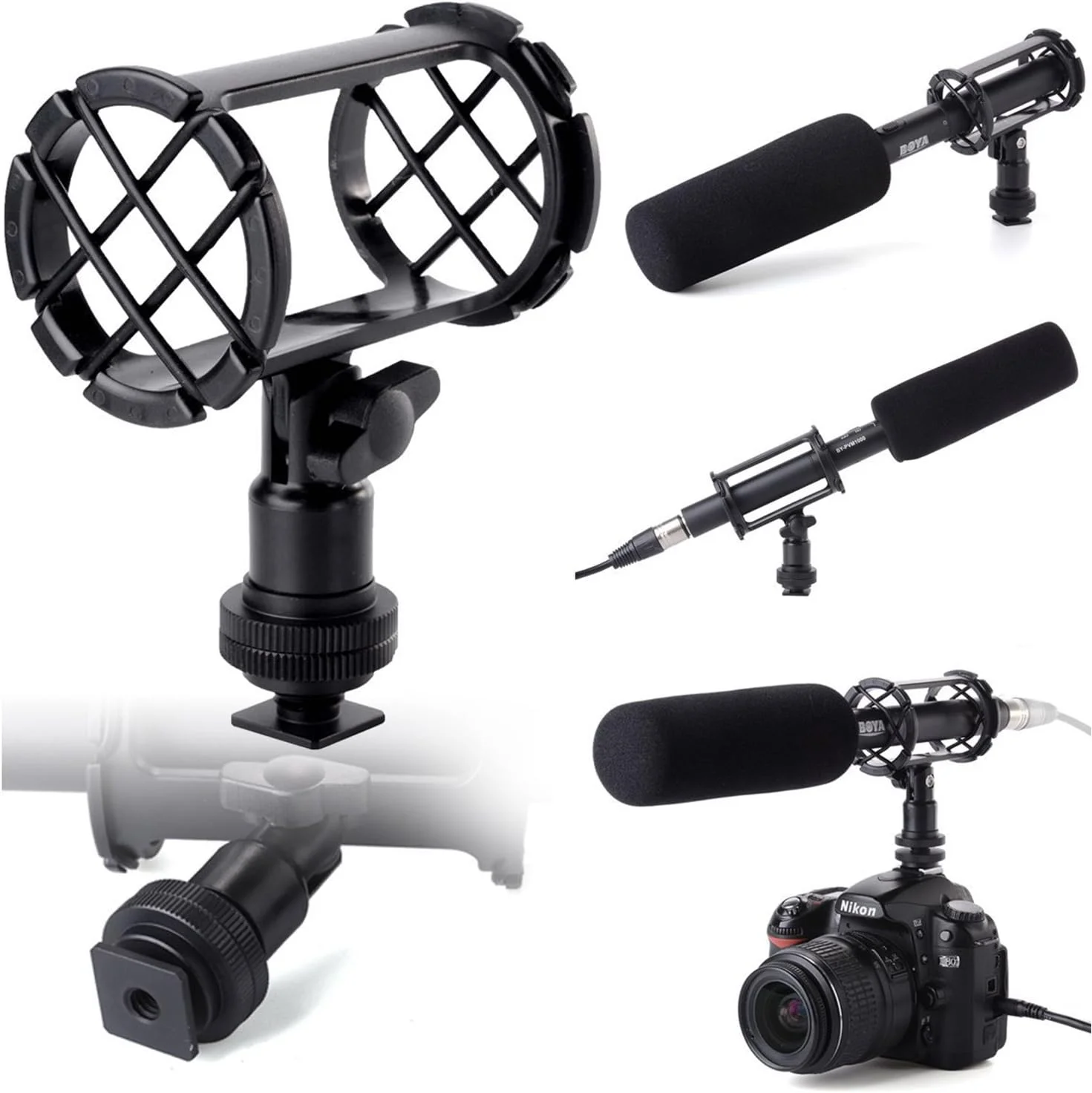 لرزه گیر میکروفون دوربین BOYA BY-C04 با کفشک سرد دوربین سازگار با AKG D230 Senheisser ME66 Rode NTG-2 NTG-1 Audio-Technica AT-875R میکروفون شاتگان لرزه گیر میکروفون دوربین BOYA BY-C04 با کفشک سرد دوربین سازگار با AKG D230 Senheisser ME66 Rode NTG-2 NTG-1 Audio-Technica AT-875R میکروفون شاتگان