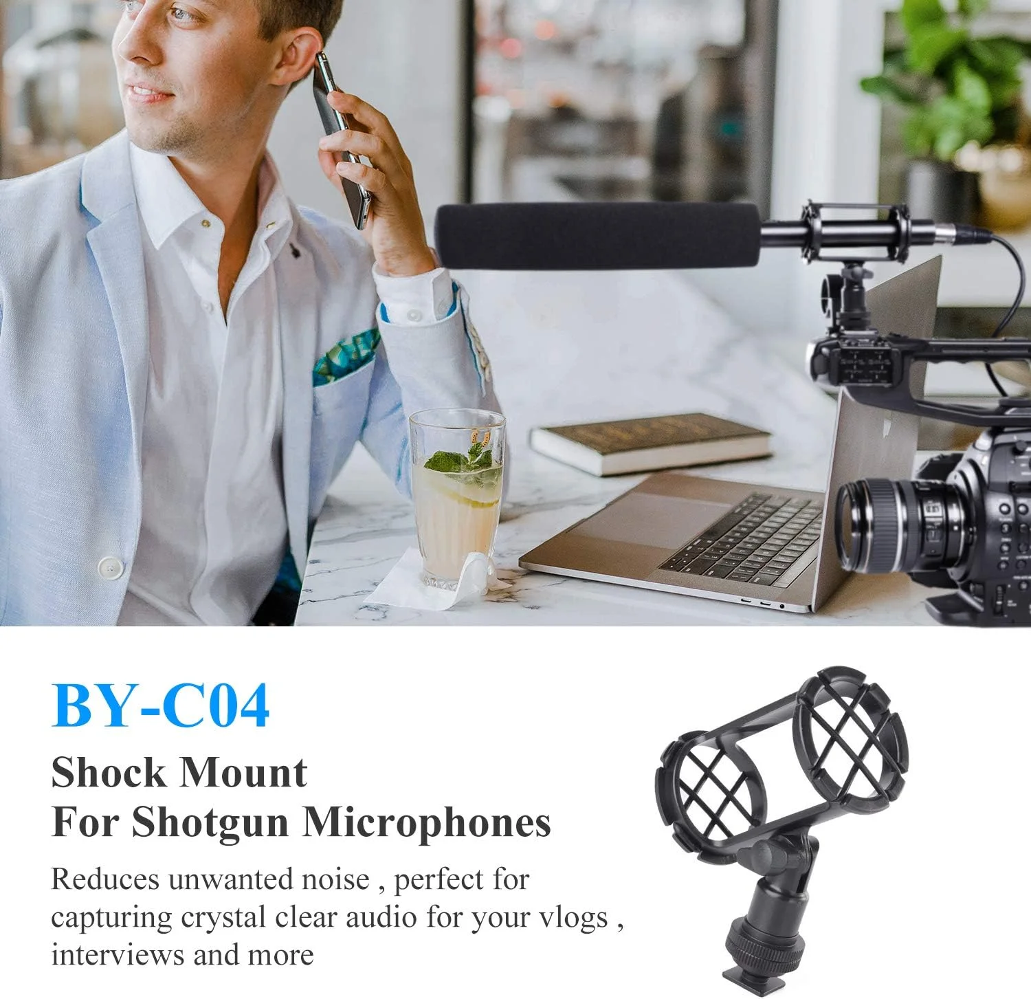 لرزه گیر میکروفون دوربین BOYA BY-C04 با کفشک سرد دوربین سازگار با AKG D230 Senheisser ME66 Rode NTG-2 NTG-1 Audio-Technica AT-875R میکروفون شاتگان لرزه گیر میکروفون دوربین BOYA BY-C04 با کفشک سرد دوربین سازگار با AKG D230 Senheisser ME66 Rode NTG-2 NTG-1 Audio-Technica AT-875R میکروفون شاتگان