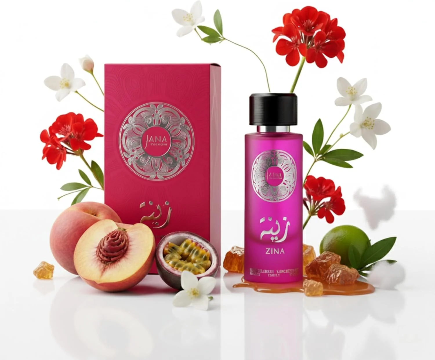 عطر زنانه جانا بیوتی مدل Zina Premium - رایحه گلی میوه ای، ادو پرفیوم - 100 میلی لیتر