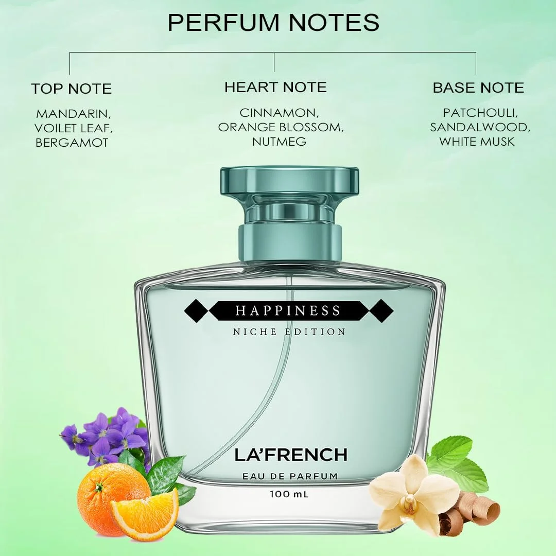 عطر لا فرنچ هپینس مردانه و زنانه 100 میلی لیتر | ادو پرفیوم اینتنس | عطر یونیسکس | عطر لوکس ماندگار با کیفیت عالی | هدیه ای ایده آل برای مردان و زنان