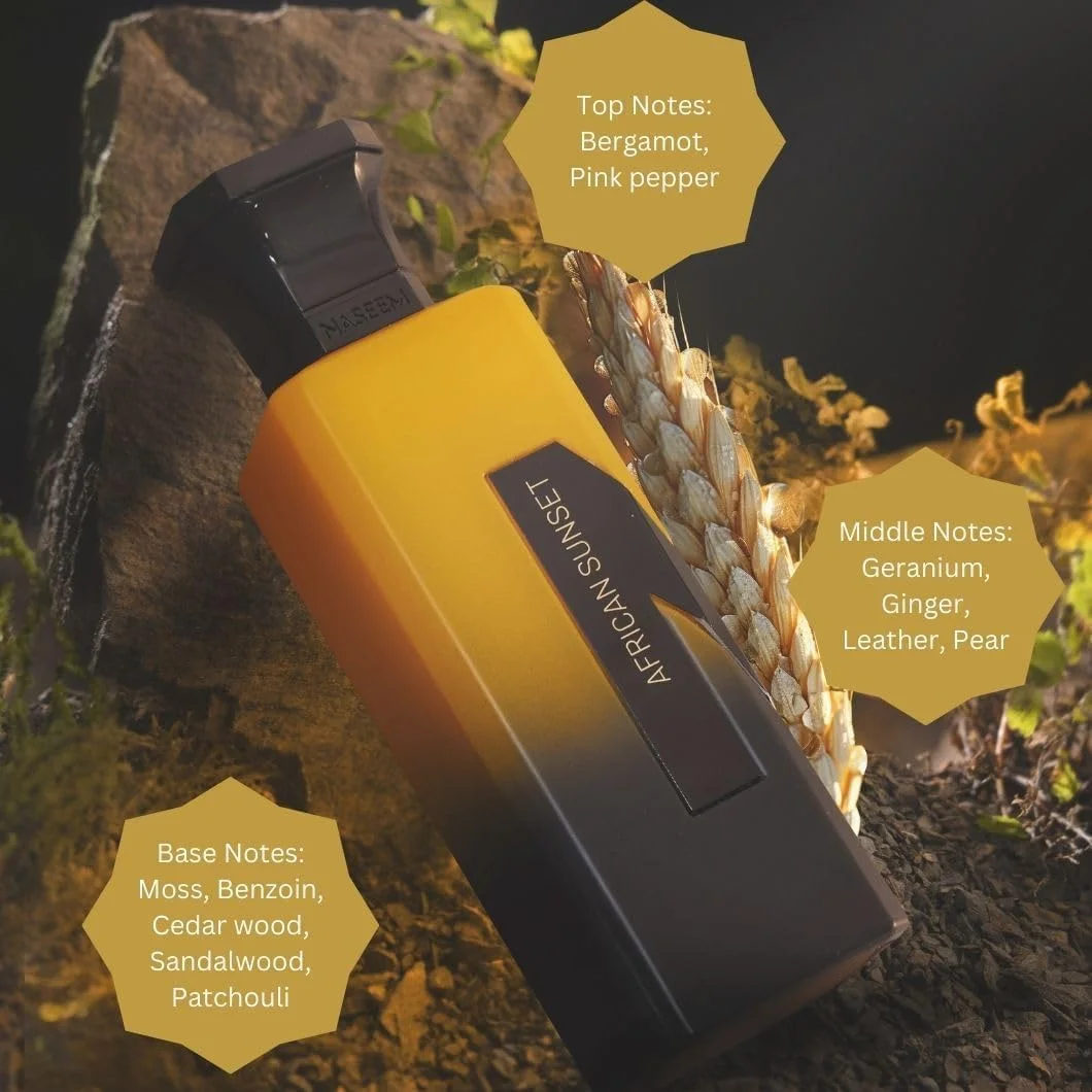 عطر ادو پرفیوم بدون الکل نaseem Perfumes سری N مدل African Sunset Aqua با رایحه ملایم مناسب آقایان و بانوان 75 میلی لیتر