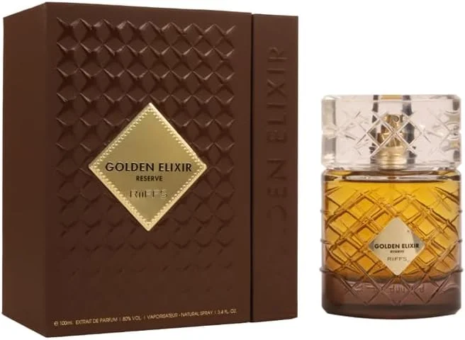 عطر مردانه و زنانه RiiFFS Golden Elixir Reserve | ادو پرفیوم ماندگار | عطر لوکس و خاص یونیسکس، 100 میلی لیتر