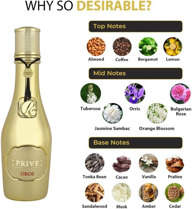 عطر زنانه RiiFFS Prive Oros | ادو پرفیوم ماندگار | رایحه لوکس گلی گورمند | عطر مناسب برای هر مناسبت، 100 میلی لیتر
