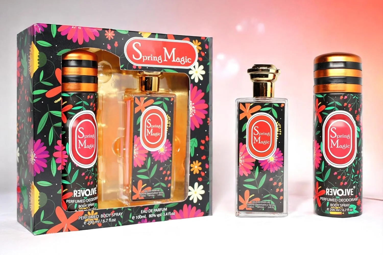 ست هدیه زنانه REVOLVE Spring Magic - 300 میلی لیتر | ست عطر بهاری سبک و با طراوت | ایده آل برای استفاده روزانه | محیط کار یا هدیه دادن با رایحه گل و تازه ست هدیه زنانه REVOLVE Spring Magic - 300 میلی لیتر | ست عطر بهاری سبک و با طراوت | ایده آل برای استفاده روزانه | محیط کار یا هدیه دادن با رایحه گل و تازه