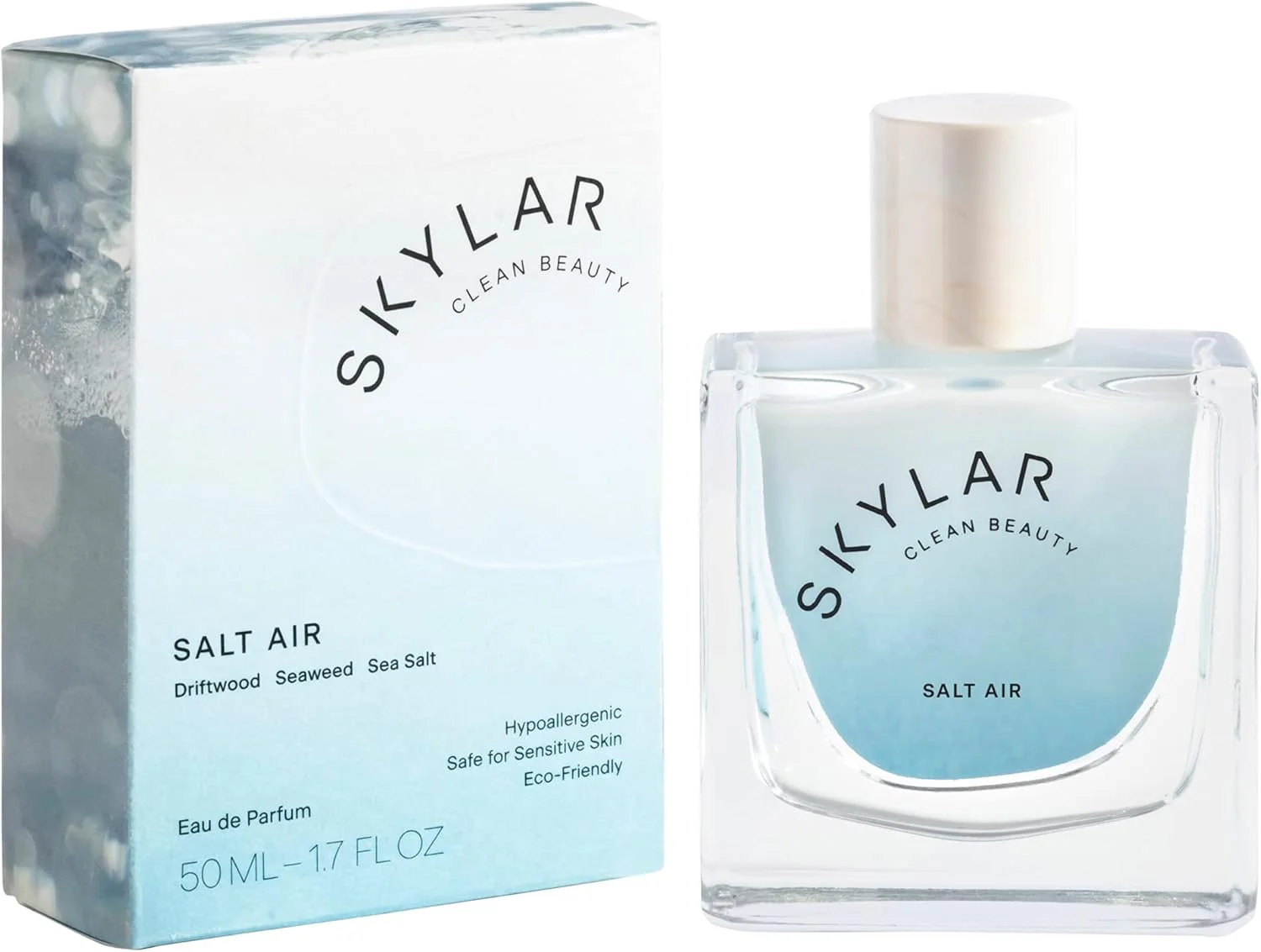 ادو پرفیوم Skylar Salt Air - عطر ضد حساسیت و پاک برای زنان و مردان، وگان و ایمن برای پوست های حساس - عطر تازه با رایحه های چوب خیس خورده، نمک دریا و جلبک دریایی - 50 میلی لیتر / 1.7 fl oz
