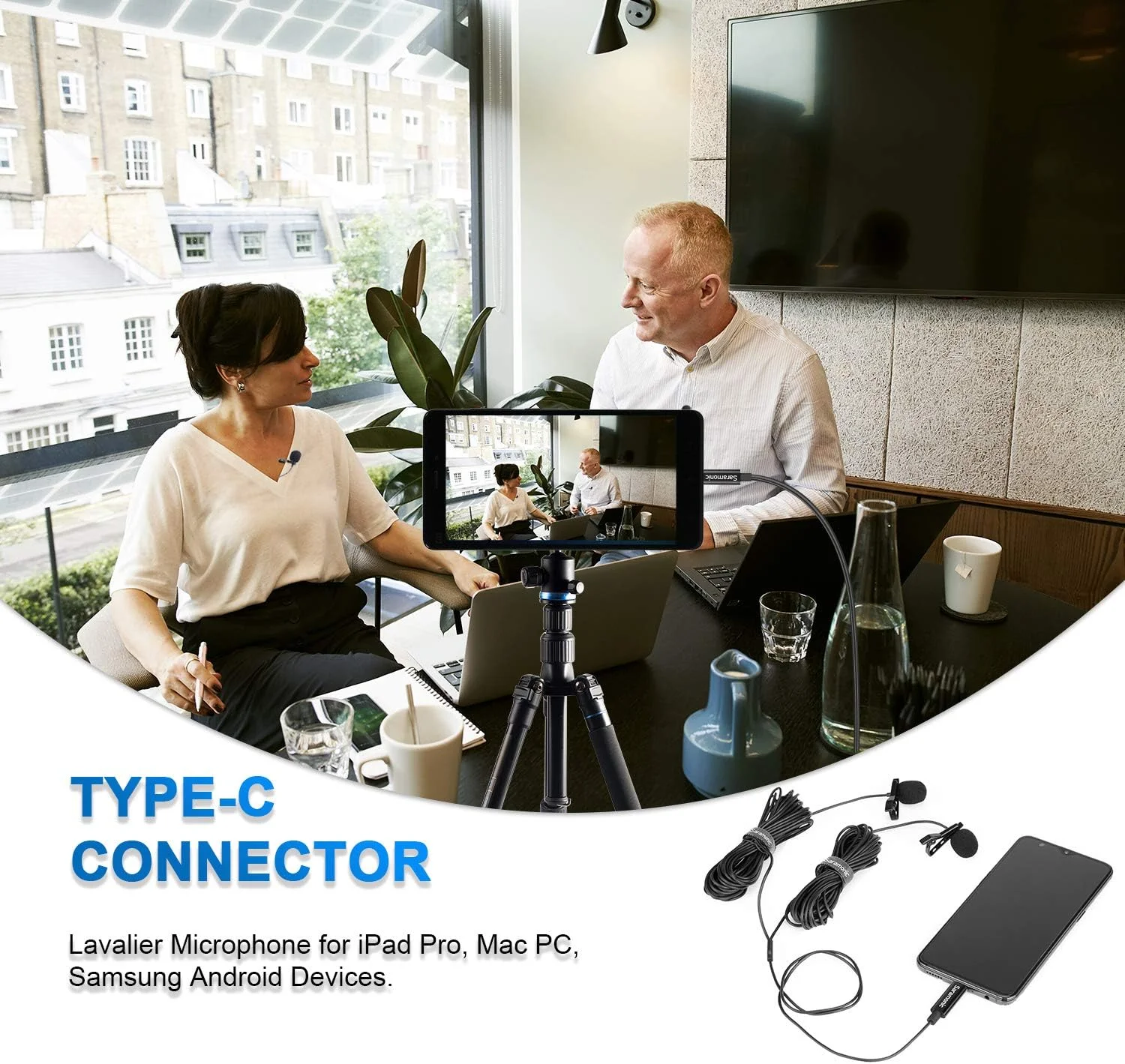 میکروفون یقه ای دوگانه دیجیتال Saramonic LavMicro U3C با اتصال USB Type-C، سازگار با iPad Pro، مک، کامپیوتر، سامسونگ، ال جی، گوگل نکسوس و سایر گوشی های هوشمند USB-C میکروفون یقه ای دوگانه دیجیتال Saramonic LavMicro U3C با اتصال USB Type-C، سازگار با iPad Pro، مک، کامپیوتر، سامسونگ، ال جی، گوگل نکسوس و سایر گوشی های هوشمند USB-C