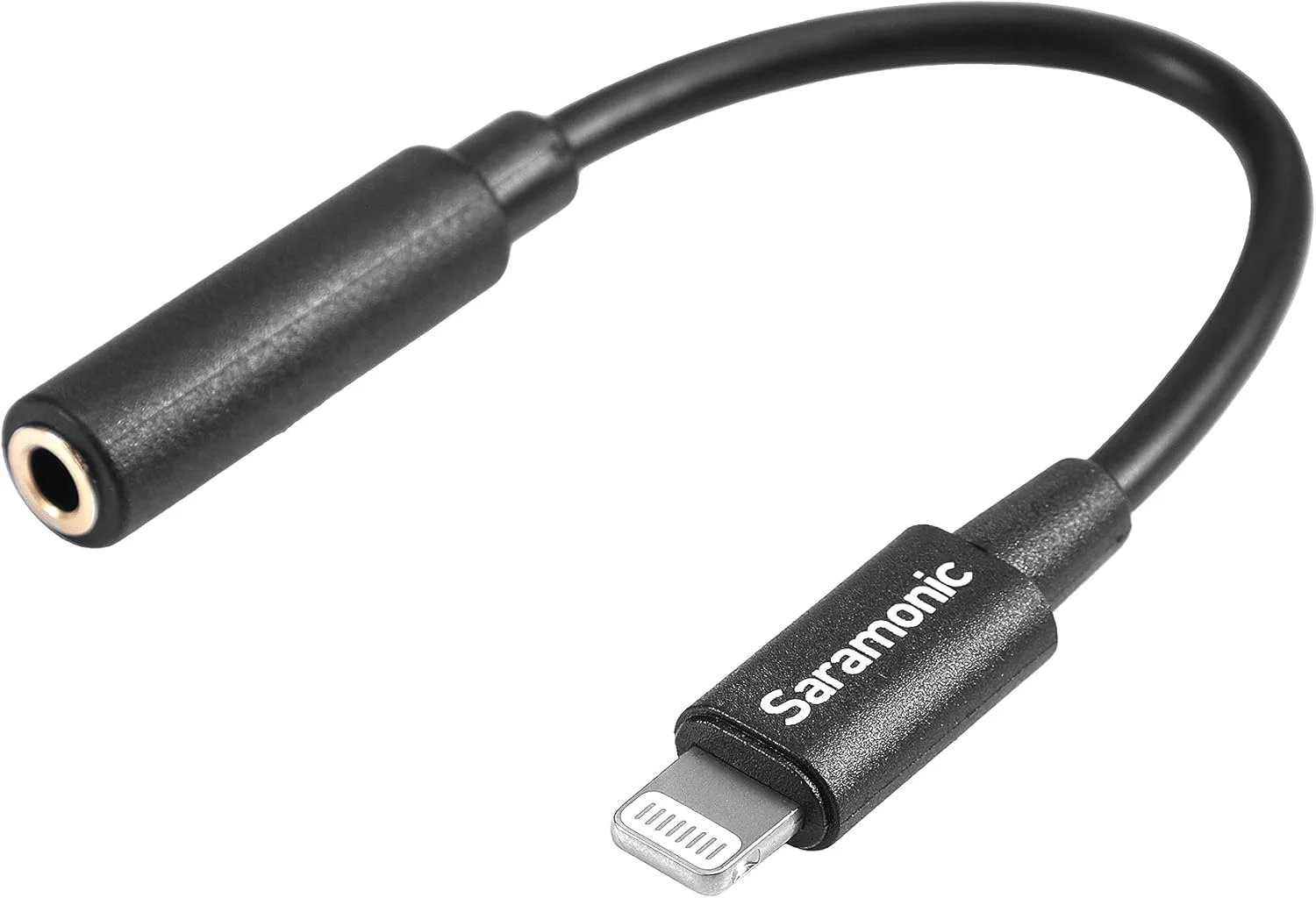 کابل آداپتور میکروفون و صدا سارامونیک SR-C2018 با روکش طلای کوتاه، مادگی 3.5 میلی‌متری TRS به نری لایتنینگ برای آیفون و آیپد اپل با لایتنینگ
