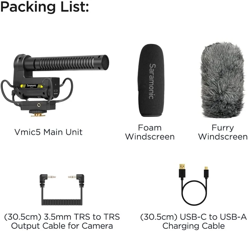 میکروفون شات گان نصب شونده روی دوربین Saramonic Vmic5 میکروفون شات گان نصب شونده روی دوربین Saramonic Vmic5