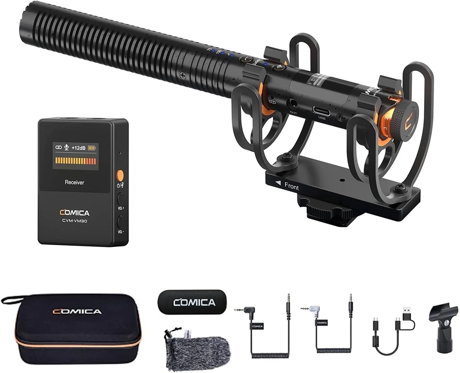 میکروفون کندانسور سوپر کاردیوئید بی‌سیم COMICA CVM-VM30 2.4G برای دوربین، تلفن هوشمند و رایانه شخصی با 75/150 هرتز، میکروفون ویدیویی جهانی سوپر کاردیوئید برای فیلمسازان و ولاگرها