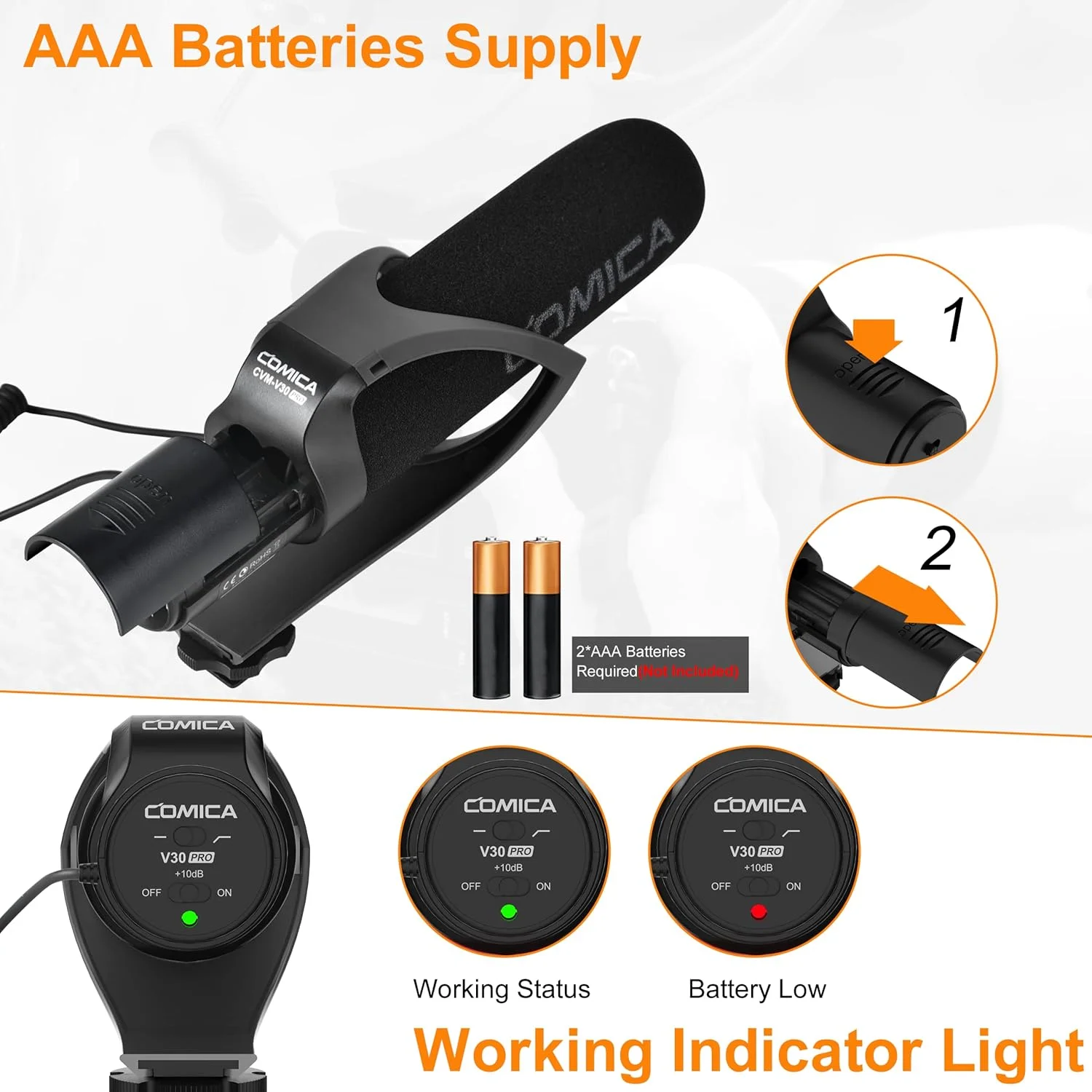 میکروفون شاتگان کاندنسر جهت دار دوربین COMICA CVM-V30 Pro، میکروفون سوپرکاردیوید ویدئویی برای دوربین های DSLR کانن، نیکون، سونی، پاناسونیک با جک 3.5 میلی متری (مشکی) میکروفون شاتگان کاندنسر جهت دار دوربین COMICA CVM-V30 Pro، میکروفون سوپرکاردیوید ویدئویی برای دوربین های DSLR کانن، نیکون، سونی، پاناسونیک با جک 3.5 میلی متری (مشکی)