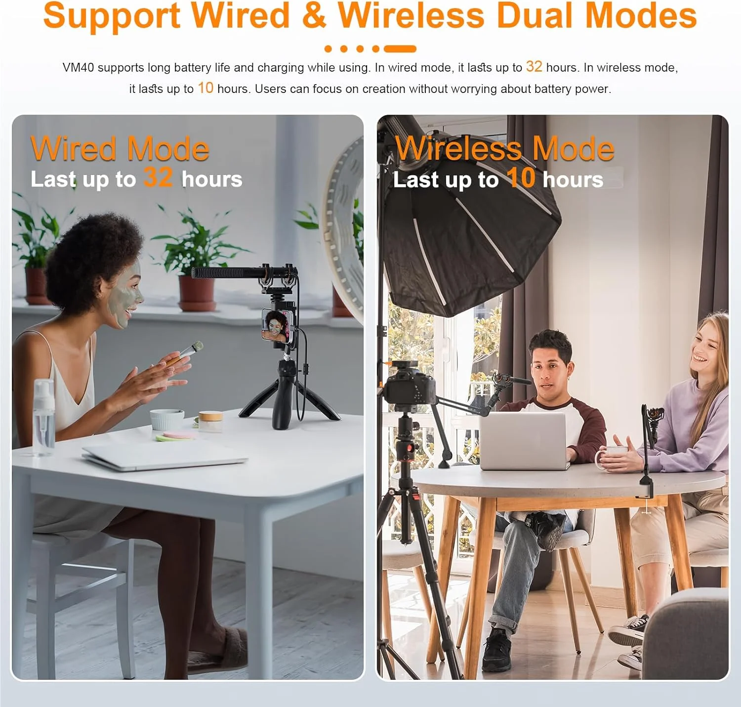 فرستنده میکروفون شاتگان بی‌سیم Comica VM40، حافظه 32 گیگابایتی، ضبط شناور 32 بیتی، برد 200 متری، سوپر کاردیوئید، فیلتر برش پایین، میکروفون جهت‌دار برای فیلمسازان، مصاحبه‌ها، خبرنگاران