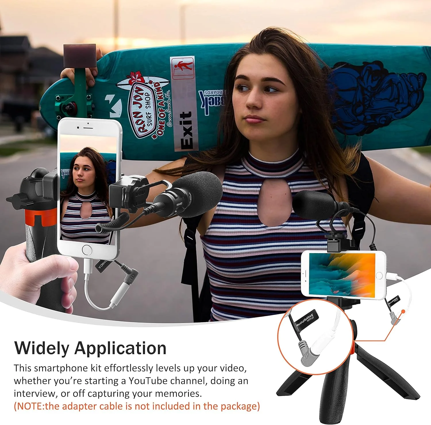 میکروفون گوشی هوشمند COMICA با مینی سه پایه، میکروفون شاتگان فیلمبرداری CVM-VM10-K2 PRO برای گوشی های آیفون و اندروید، کیت ولاگ برای ضبط یوتیوب فیس بوک لایو، لوازم جانبی فیلمساز