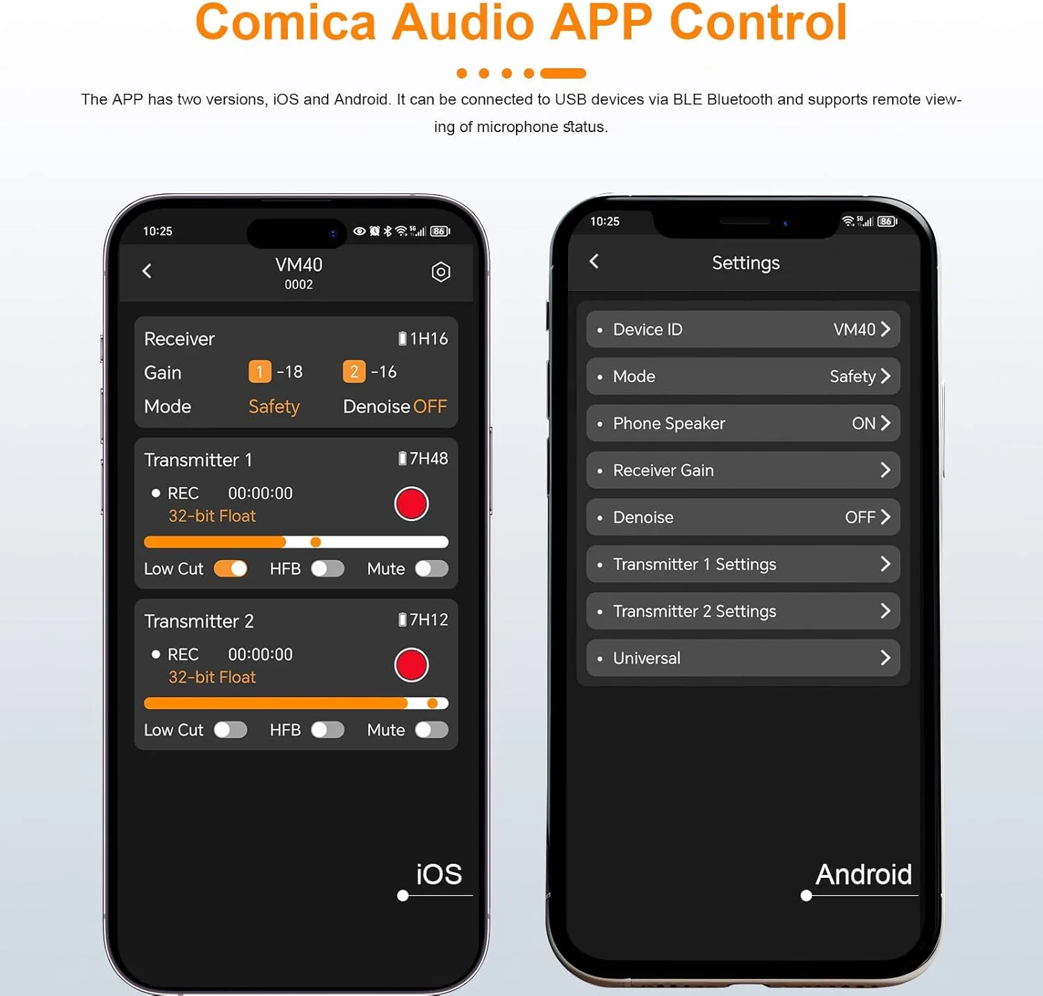 فرستنده میکروفون شاتگان بی‌سیم Comica VM40، حافظه 32 گیگابایتی، ضبط شناور 32 بیتی، برد 200 متری، سوپر کاردیوئید، فیلتر برش پایین، میکروفون جهت‌دار برای فیلمسازان، مصاحبه‌ها، خبرنگاران