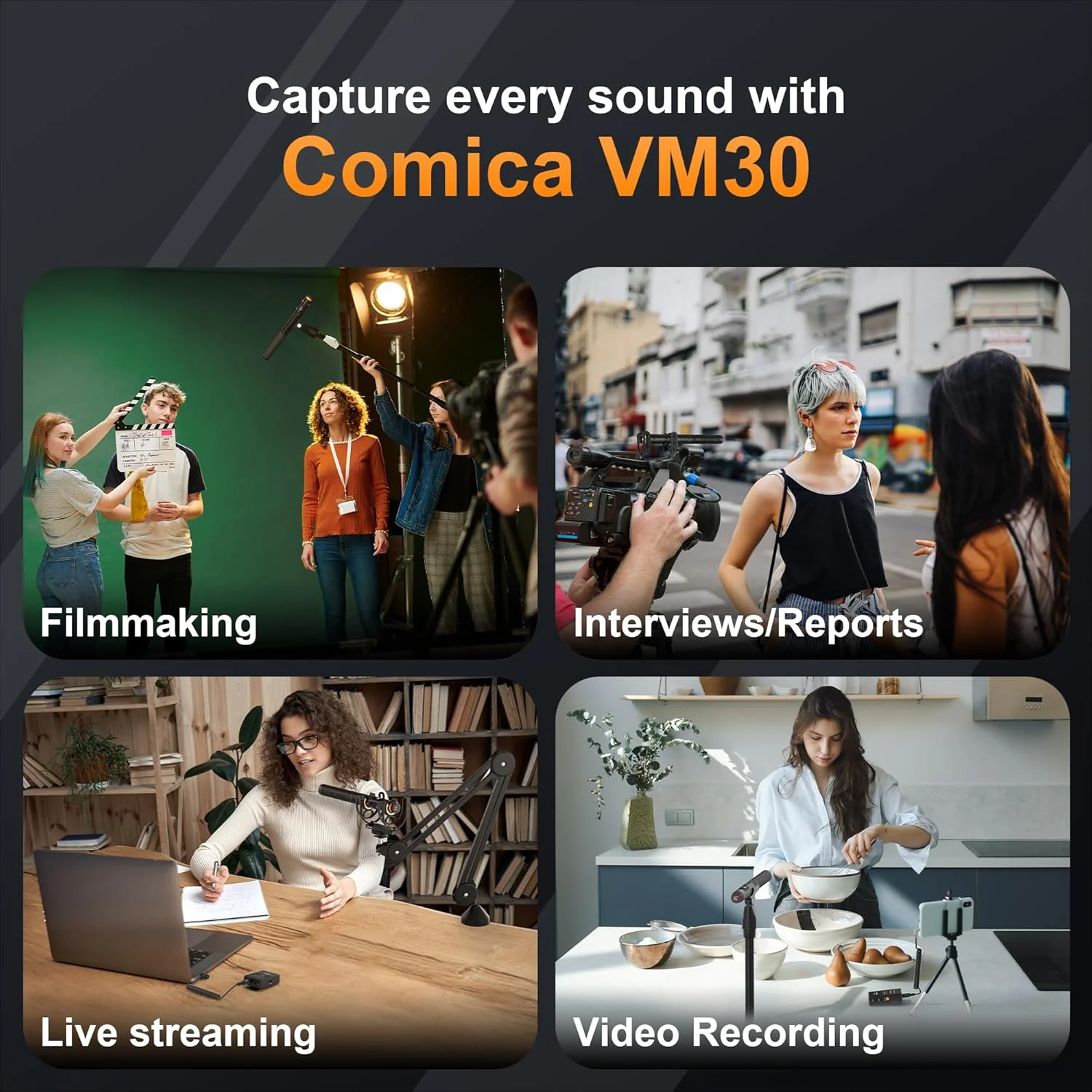 میکروفون شاتگان بی سیم Comica VM30 برای دوربین - سوپر کاردیوئید 3.5 میلی متری/USB-C خروجی آنالوگ/دیجیتال میکروفون ویدئویی برای DSLR، دوربین فیلمبرداری، PC و تلفن های هوشمند اندروید - ایده آل برای یوتیوب، پادکست، مصاحبه