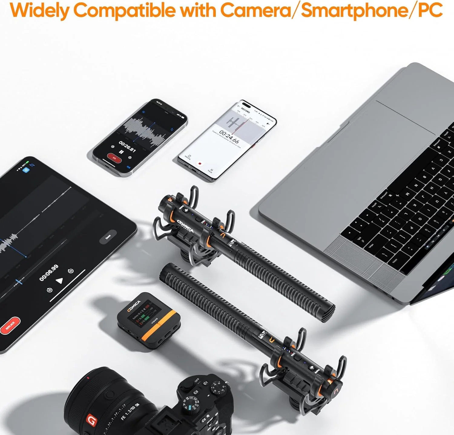 فرستنده میکروفون شاتگان بی‌سیم Comica VM40، حافظه 32 گیگابایتی، ضبط شناور 32 بیتی، برد 200 متری، سوپر کاردیوئید، فیلتر برش پایین، میکروفون جهت‌دار برای فیلمسازان، مصاحبه‌ها، خبرنگاران