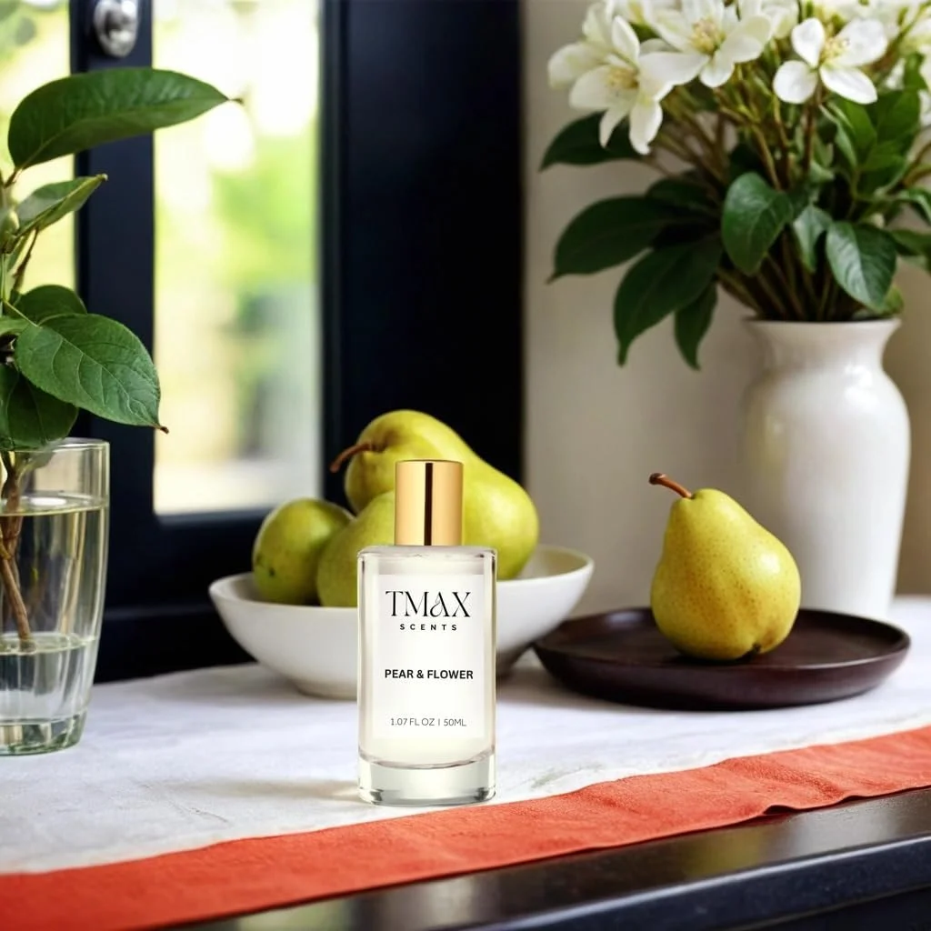 ادکلن زنانه تی مکس مدل Pear & Flower حجم 50 میل، رایحه شیرین و ماندگار با گلابی و گل فرزیا | هدیه ای عالی برای خانم ها - الهام گرفته از Jo Mal-one