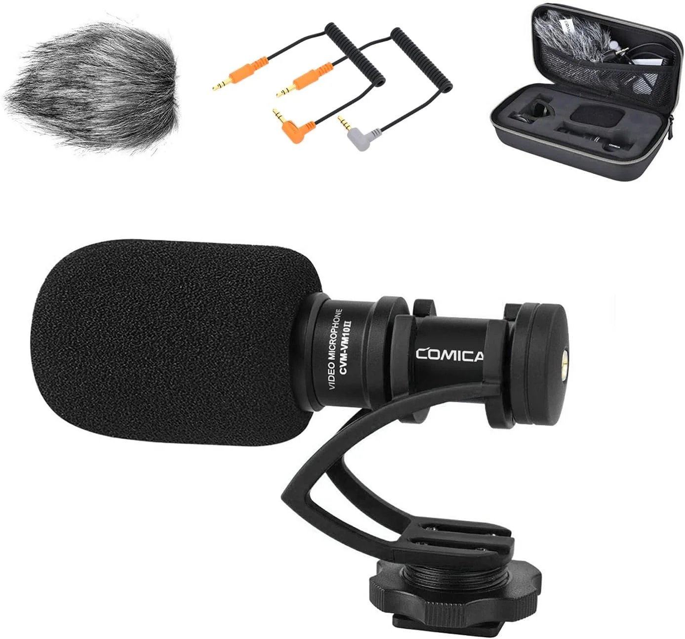 میکروفون دوربین Comica مدل CVM-VM10II، میکروفون شات گان ویدیویی با لرزه گیر و بادگیر، میکروفون ضبط دوربین فیلمبرداری برای دوربین های DSLR کانن/نیکون/سونی/پاناسونیک و تلفن های هوشمند برای یوتیوب/ولاگ (مشکی)