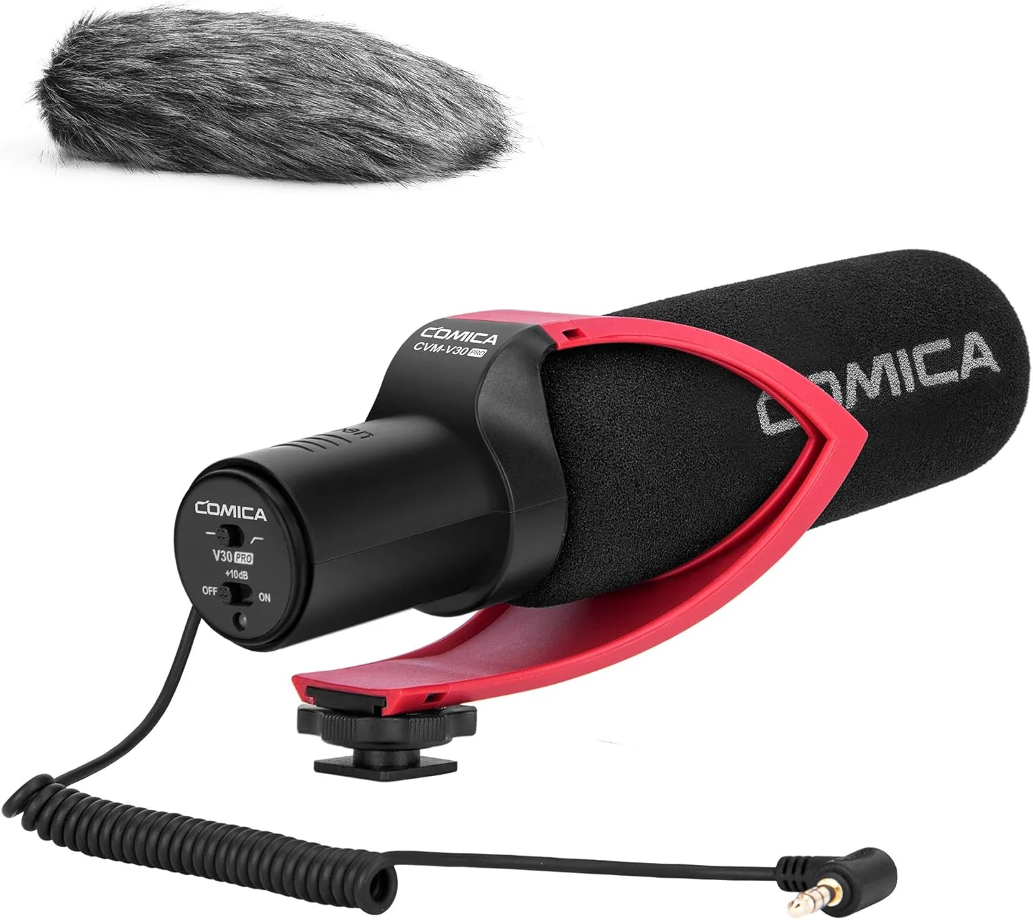 میکروفون شاتگان Comica CVMV30PRO، میکروفون ویدیویی حرفه ای سوپر کاردیوید با پایه ضد لرزش، بادگیر، میکروفون دوربین برای دوربین های DSLR کانن نیکون سونی پاناسونیک، دوربین فیلمبرداری و غیره.