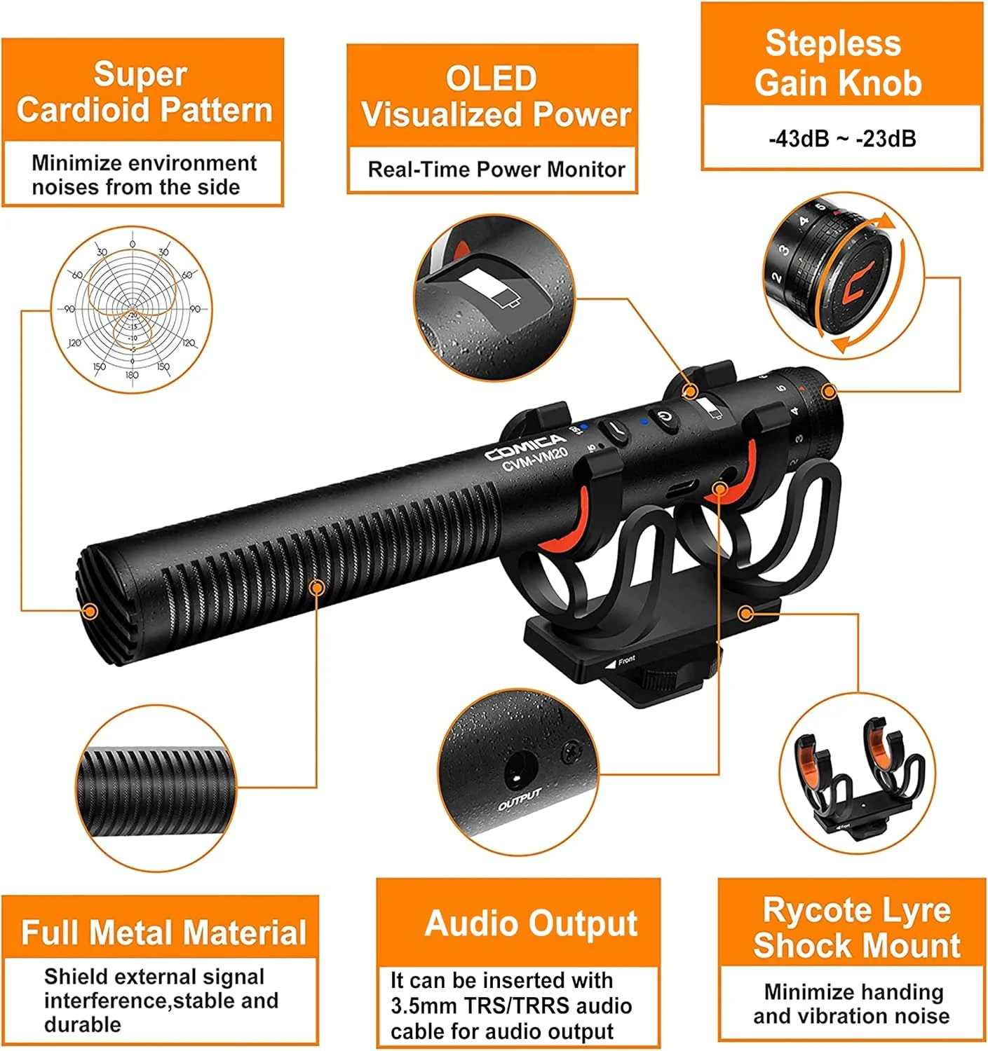 میکروفون شاتگان COMICA VM20، میکروفون دوربین سوپرکاردیوئید با لرزهگیر Rycote، بادگیر، خز بادگیر، نمایشگر OLED Power، میکروفون ویدئویی برای تلفنهای هوشمند، دوربینهای DSLR، دوربینهای فیلمبرداری، لپتاپها میکروفون شاتگان COMICA VM20، میکروفون دوربین سوپرکاردیوئید با لرزهگیر Rycote، بادگیر، خز بادگیر، نمایشگر OLED Power، میکروفون ویدئویی برای تلفنهای هوشمند، دوربینهای DSLR، دوربینهای فیلمبرداری، لپتاپها