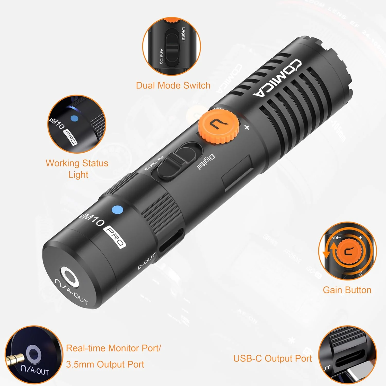 میکروفون ویدیویی یونیورسال COMICA VM10 PRO - دارای گین قابل تنظیم، خروجی دیجیتال USB C، مانیتورینگ - میکروفون شاتگان برای دوربین، گوشی هوشمند، تبلت، کامپیوتر - ایده آل برای ولاگ، پخش زنده و ضبط میکروفون ویدیویی یونیورسال COMICA VM10 PRO - دارای گین قابل تنظیم، خروجی دیجیتال USB C، مانیتورینگ - میکروفون شاتگان برای دوربین، گوشی هوشمند، تبلت، کامپیوتر - ایده آل برای ولاگ، پخش زنده و ضبط