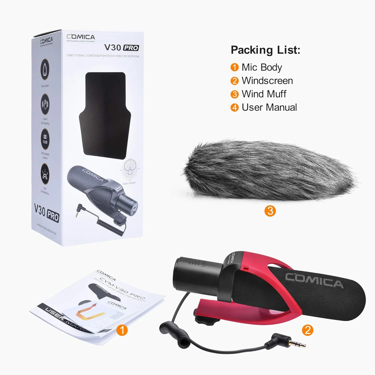 میکروفون شاتگان Comica CVMV30PRO، میکروفون ویدیویی حرفه ای سوپر کاردیوید با پایه ضد لرزش، بادگیر، میکروفون دوربین برای دوربین های DSLR کانن نیکون سونی پاناسونیک، دوربین فیلمبرداری و غیره. میکروفون شاتگان Comica CVMV30PRO، میکروفون ویدیویی حرفه ای سوپر کاردیوید با پایه ضد لرزش، بادگیر، میکروفون دوربین برای دوربین های DSLR کانن نیکون سونی پاناسونیک، دوربین فیلمبرداری و غیره.