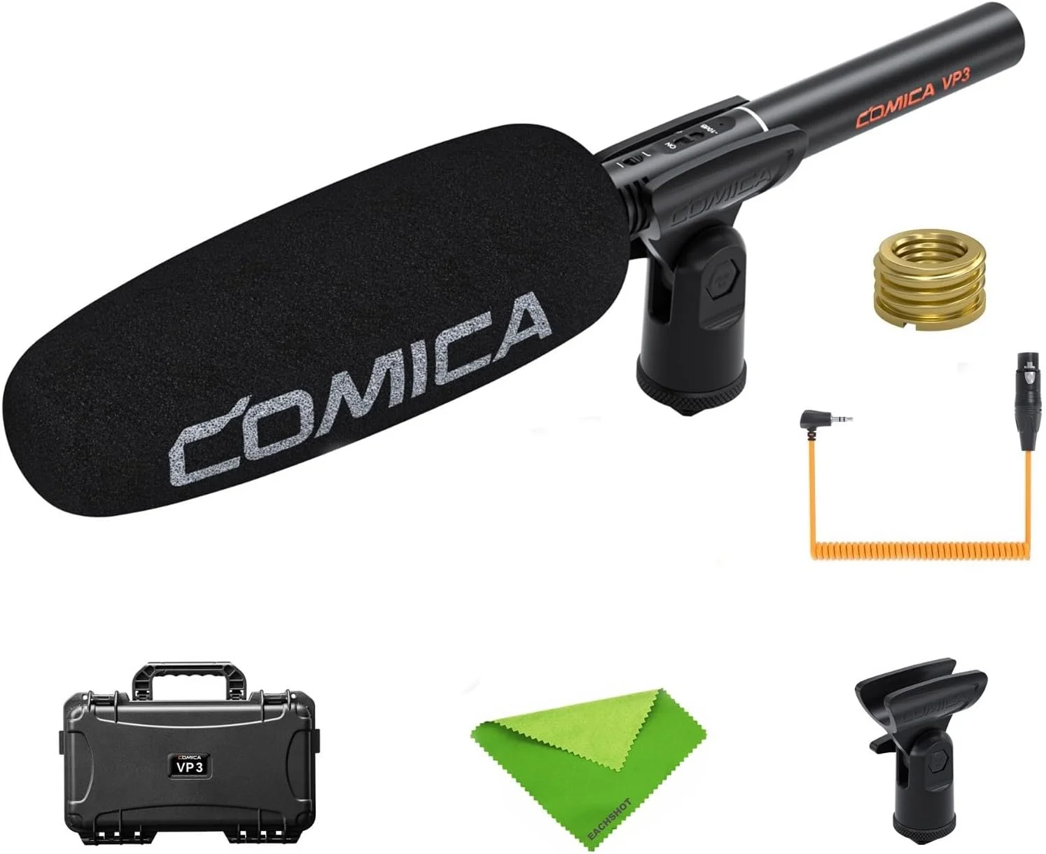 میکروفون شات گان XLR کاندنسر سوپر کاردیوید COMICA VP3، میکروفون کاندنسر جهت دار سوپر کاردیوید برای دوربین/فیلمبرداری، میکروفون حرفه ای برای تولید محتوا، ضبط ویدیو، فیلم سازی، پخش زنده