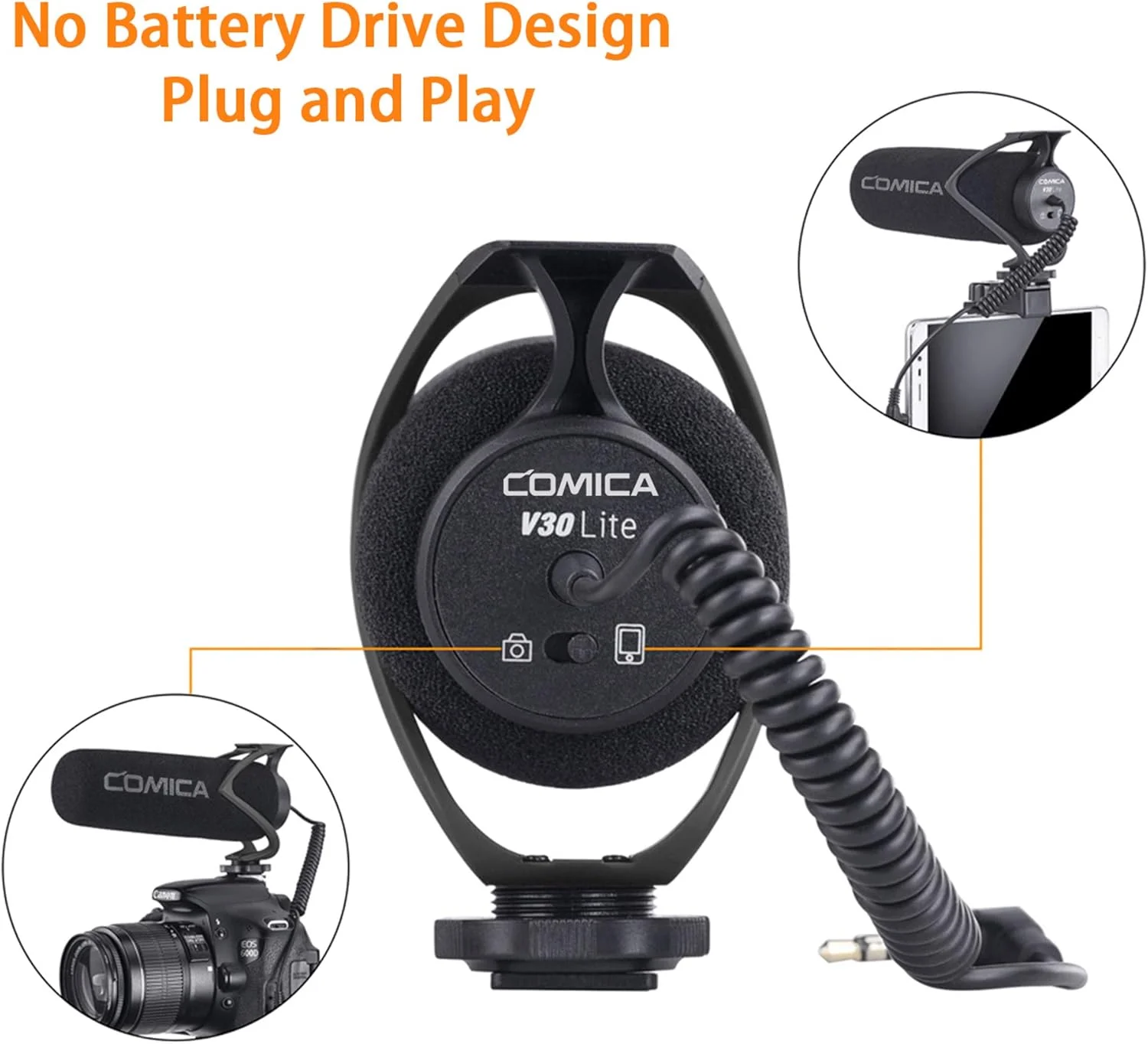 میکروفون ویدئویی Comica CVM-V30 LITE، میکروفون شات گان خازنی سوپر کاردیوئید روی دوربین برای دوربین های Canon Nikon Sony Panasonic/DSLR/iPhone Samsung Huawei با جک 3.5 میلی متری (مشکی) میکروفون ویدئویی Comica CVM-V30 LITE، میکروفون شات گان خازنی سوپر کاردیوئید روی دوربین برای دوربین های Canon Nikon Sony Panasonic/DSLR/iPhone Samsung Huawei با جک 3.5 میلی متری (مشکی)