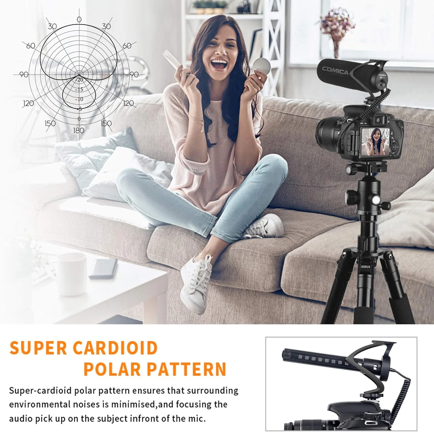 میکروفون ویدئویی Comica CVM-V30 LITE، میکروفون شات گان خازنی سوپر کاردیوئید روی دوربین برای دوربین های Canon Nikon Sony Panasonic/DSLR/iPhone Samsung Huawei با جک 3.5 میلی متری (مشکی) میکروفون ویدئویی Comica CVM-V30 LITE، میکروفون شات گان خازنی سوپر کاردیوئید روی دوربین برای دوربین های Canon Nikon Sony Panasonic/DSLR/iPhone Samsung Huawei با جک 3.5 میلی متری (مشکی)
