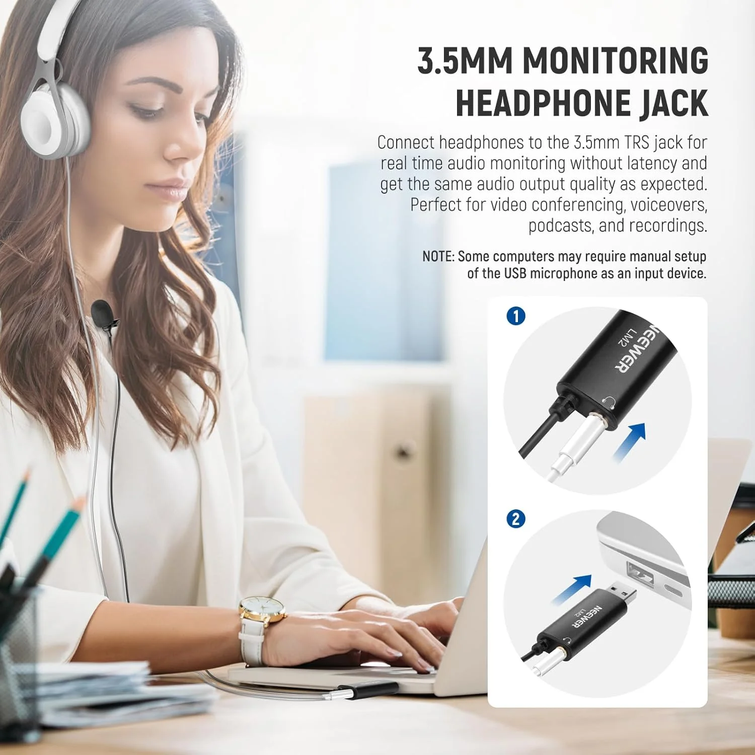 میکروفون یقه ای USB نیوئر، میکروفون لاوالیر گیره ای مینی همه جهته Plug & Play با جک هدفون مانیتورینگ 3.5 میلی متری برای USB 2.0 مک ویندوز PC لپ تاپ کامپیوتر یوتیوب اسکایپ پادکست بازی، LM2 میکروفون یقه ای USB نیوئر، میکروفون لاوالیر گیره ای مینی همه جهته Plug & Play با جک هدفون مانیتورینگ 3.5 میلی متری برای USB 2.0 مک ویندوز PC لپ تاپ کامپیوتر یوتیوب اسکایپ پادکست بازی، LM2