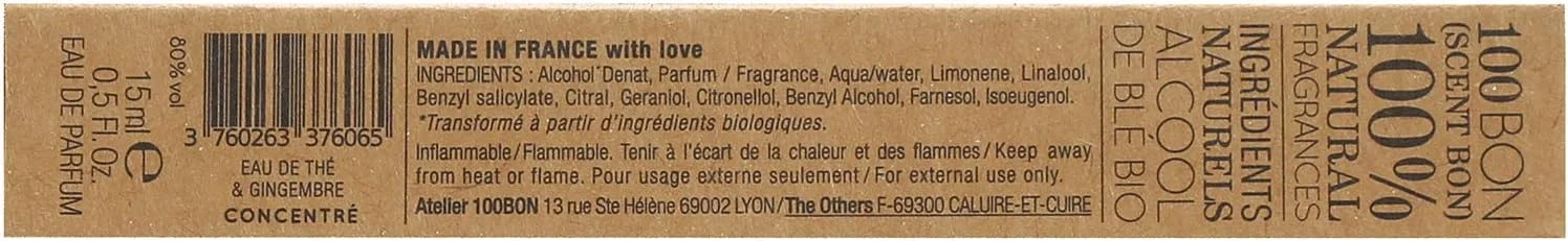 سونبون 100BON ادو تویلت The & Gingembre EDP غلیظ - رایحه ماندگار و قوی با مواد طبیعی - زنجبیل، چای و یاس سامباک - 15 میلی لیتر سونبون 100BON ادو تویلت The & Gingembre EDP غلیظ - رایحه ماندگار و قوی با مواد طبیعی - زنجبیل، چای و یاس سامباک - 15 میلی لیتر