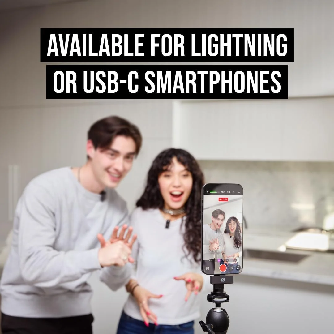 میکروفون بی‌سیم جمع و جور RØDE Wireless Micro، دو میکروفون با جعبه شارژ برای تولید محتوا با تلفن هوشمند - USB-C، مشکی