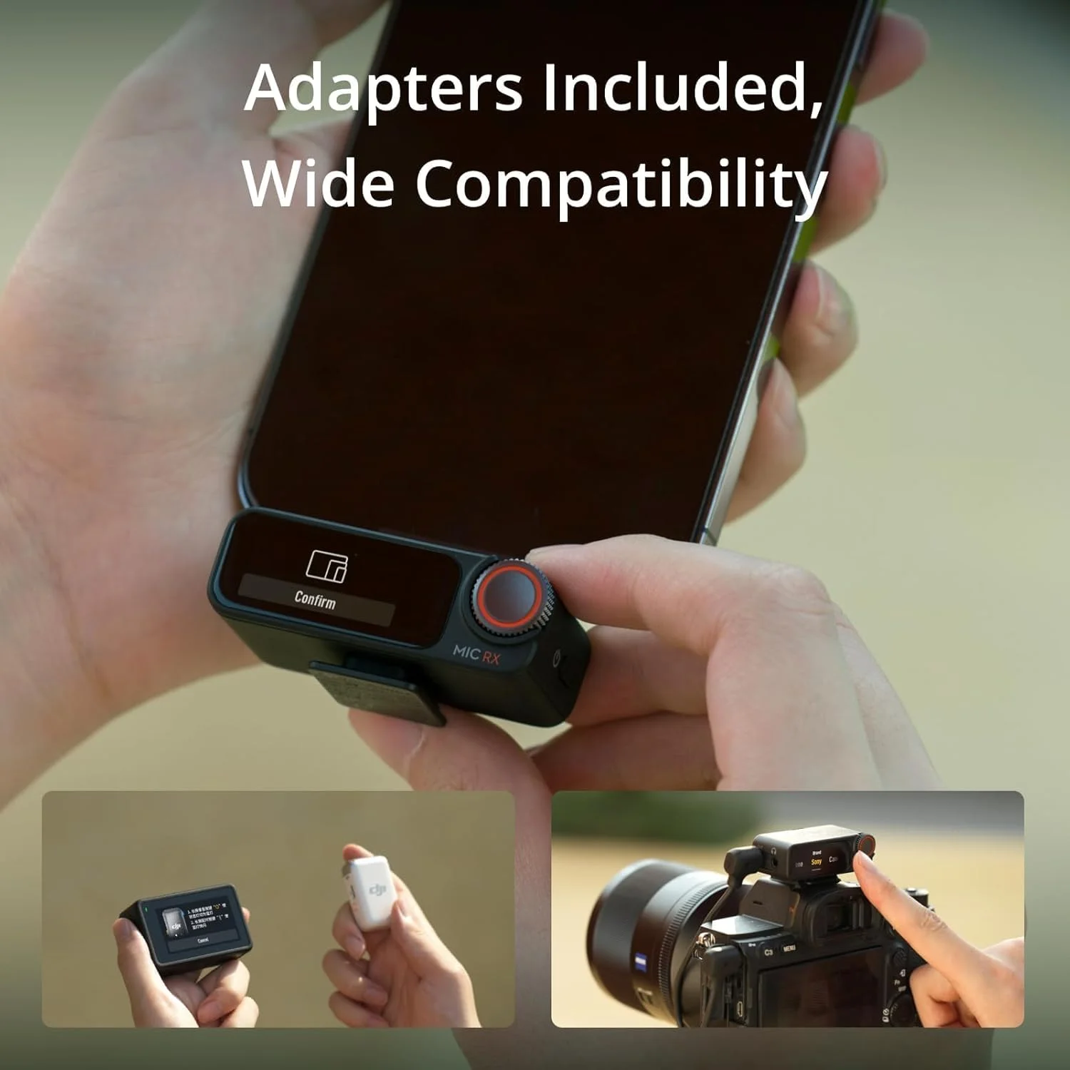 میکروفون بی‌سیم DJI Mic 2 (شامل 2 فرستنده + 1 گیرنده + جعبه شارژ)، میکروفون بی‌سیم، حذف نویز هوشمند، ضبط داخلی 32 بیتی شناور، برد 250 متری (820 فوت) - نسخه امارات با پشتیبانی گارانتی رسمی DJI