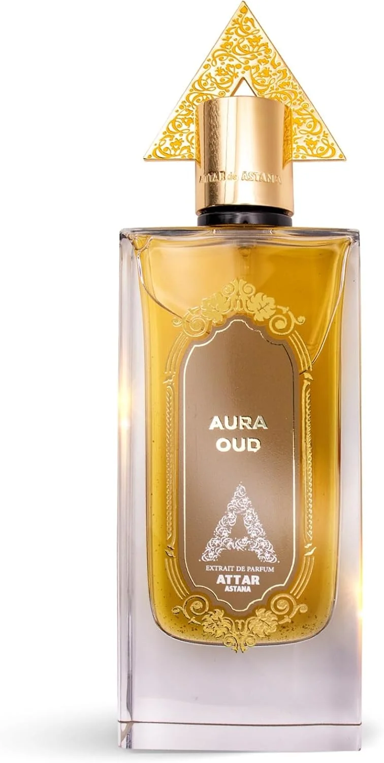 ادکلن اسپری عطر عود AURA از Attar de Astana، حجم 75 میلی لیتر، عطر عربی لوکس ماندگار برای مردان و زنان، رایحه چوبی شرقی. رایحه عود عربی غلیظ برای مردان و زنان، عطور للرجال