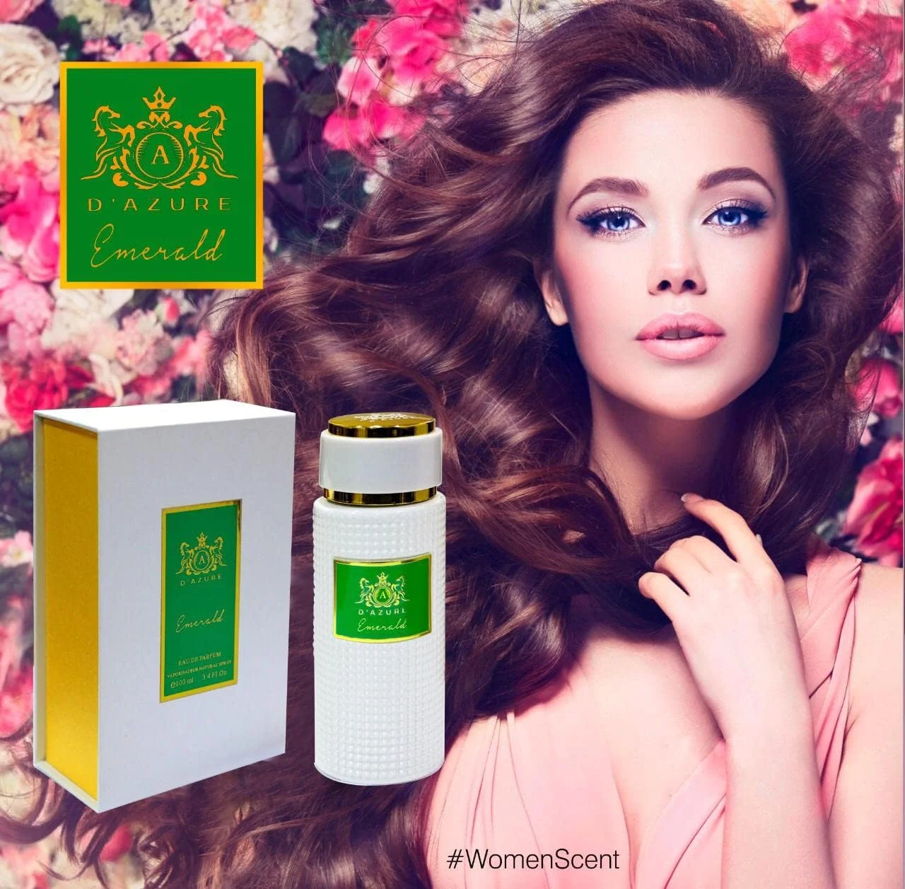 عطر زنانه دی آزور فراگرنس مدل Emerald Scent حجم 100 میلی لیتر ترکیبی از کهربا با رایحه های اولیه نرولی، ترنج، فلفل صورتی و گشنیز و رایحه های پایه شکر، وانیل، کارامل، مشک، سیوت و لابدانوم عطر زنانه دی آزور فراگرنس مدل Emerald Scent حجم 100 میلی لیتر ترکیبی از کهربا با رایحه های اولیه نرولی، ترنج، فلفل صورتی و گشنیز و رایحه های پایه شکر، وانیل، کارامل، مشک، سیوت و لابدانوم