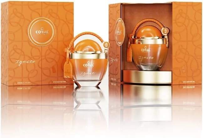 عطر زنانه کورال ایگنایت | رایحه لوکس و ماندگار | رایحه گلی، شیرین و چوبی ظریف با عود، وانیل و مشک | اکستریت د پرفیوم - 80 میلی لیتر | ساخت دبی توسط کورال پرفیومز