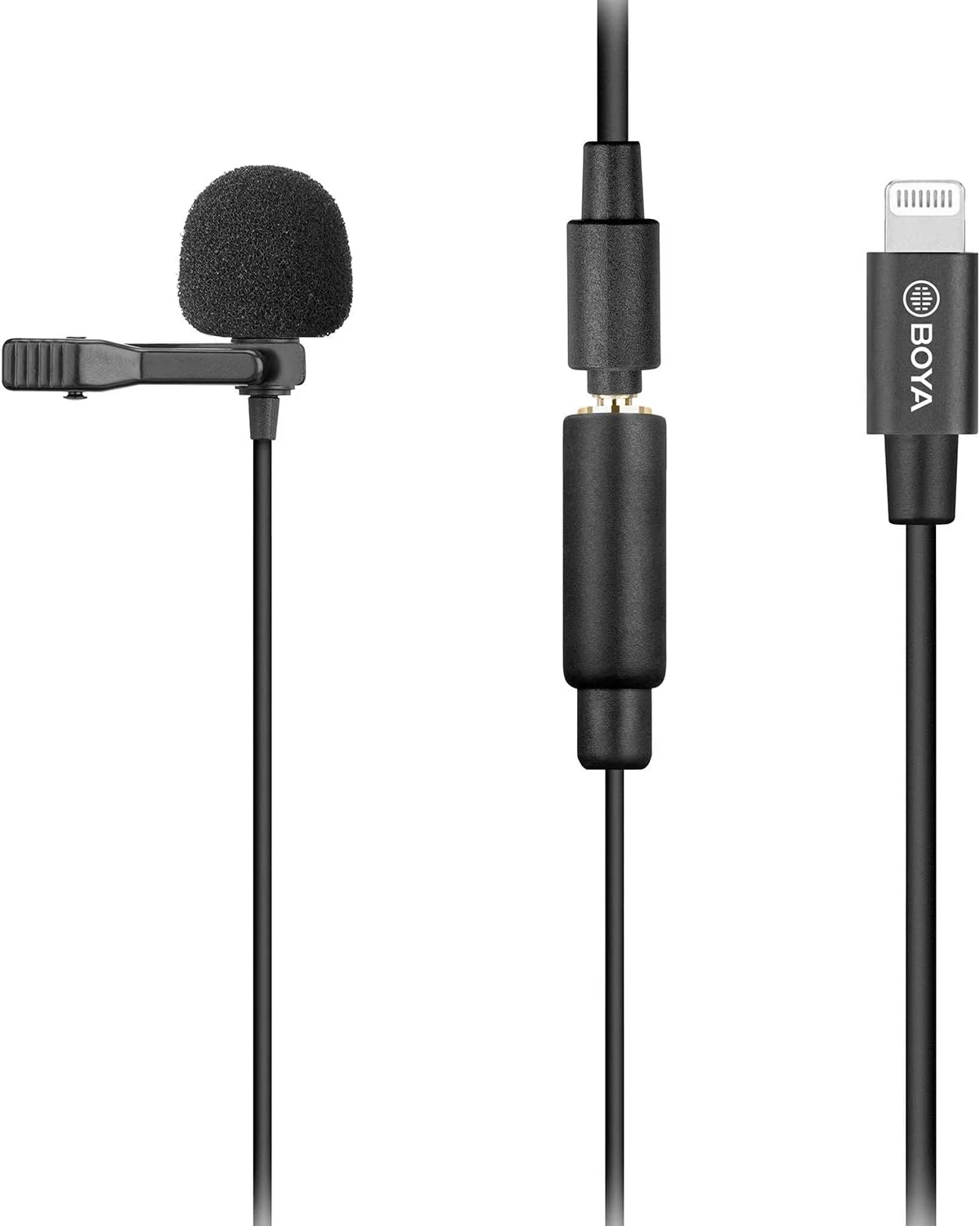 میکروفون یقه ای گیره ای Boya New By-M2 با اتصال لایتنینگ برای تبلت های آی او اس، آیفون 8، 10، 11، X، آیفون 12 پرو، ضبط پادکست، مصاحبه و ولاگ، مشکی